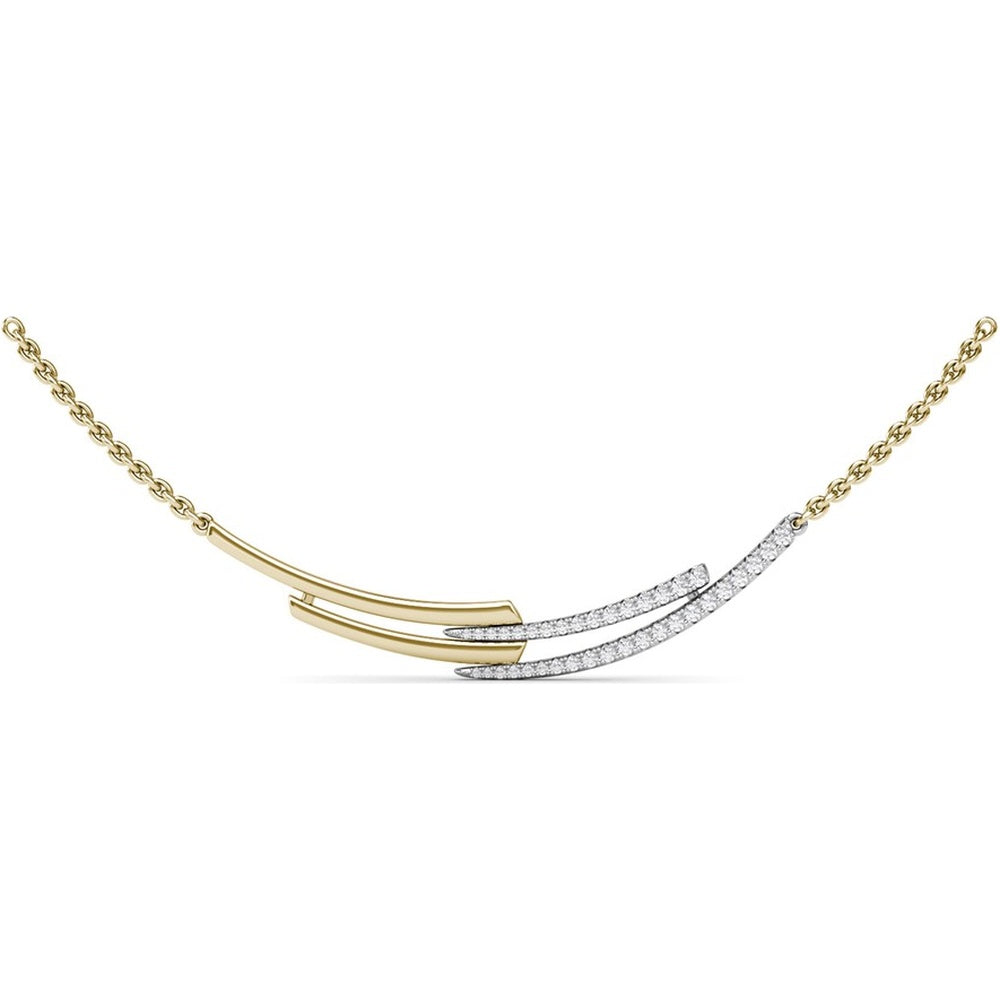 Necklace with Overlapping Curved Diamond and Polished Bars by Fana - 0.43 Carat Total Diamond Weight