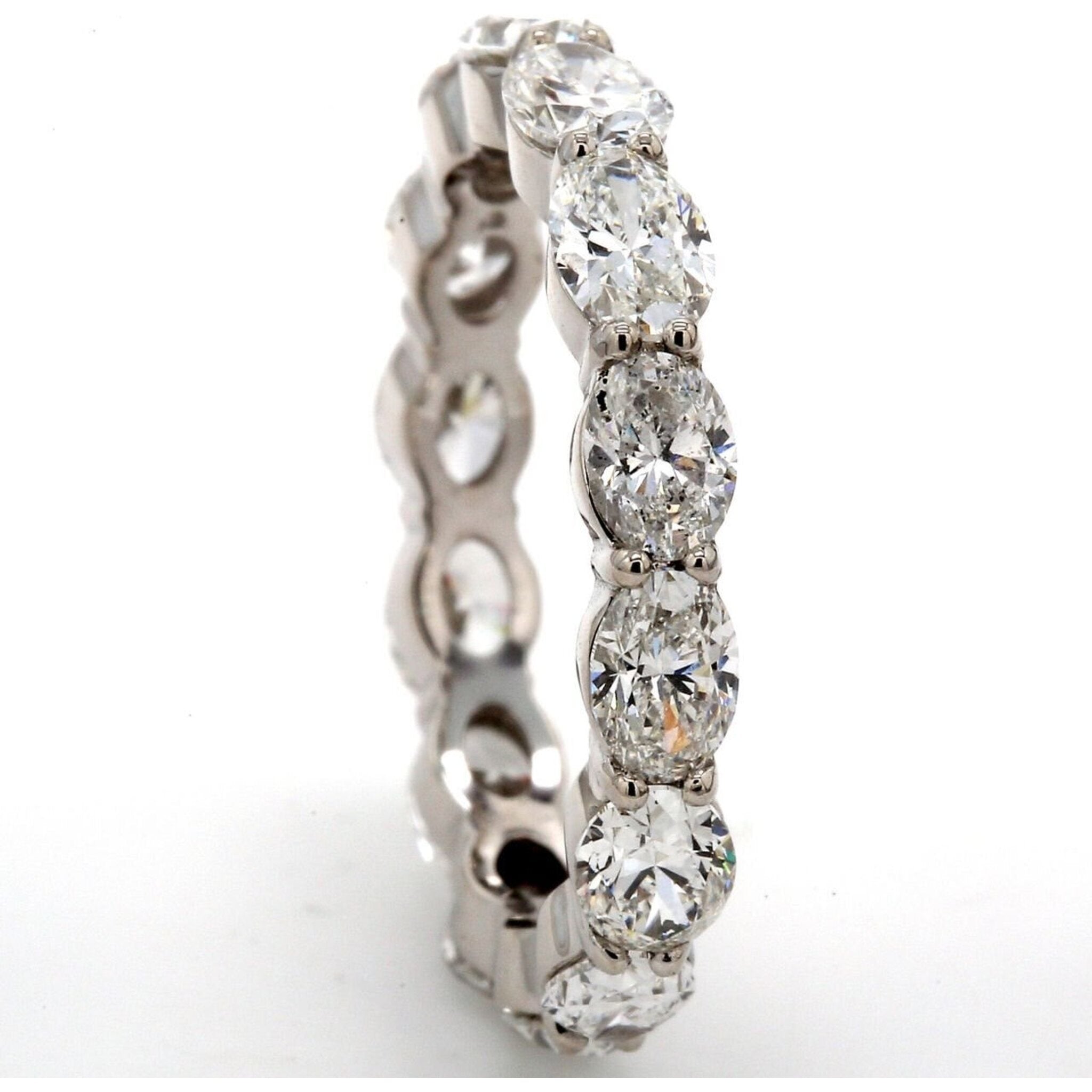 Ninacci 14K Platinum Eternity Band with Prong-Set Oval Cut Diamonds - 3.42 Carat Total Diamond Weight - Size 7.0