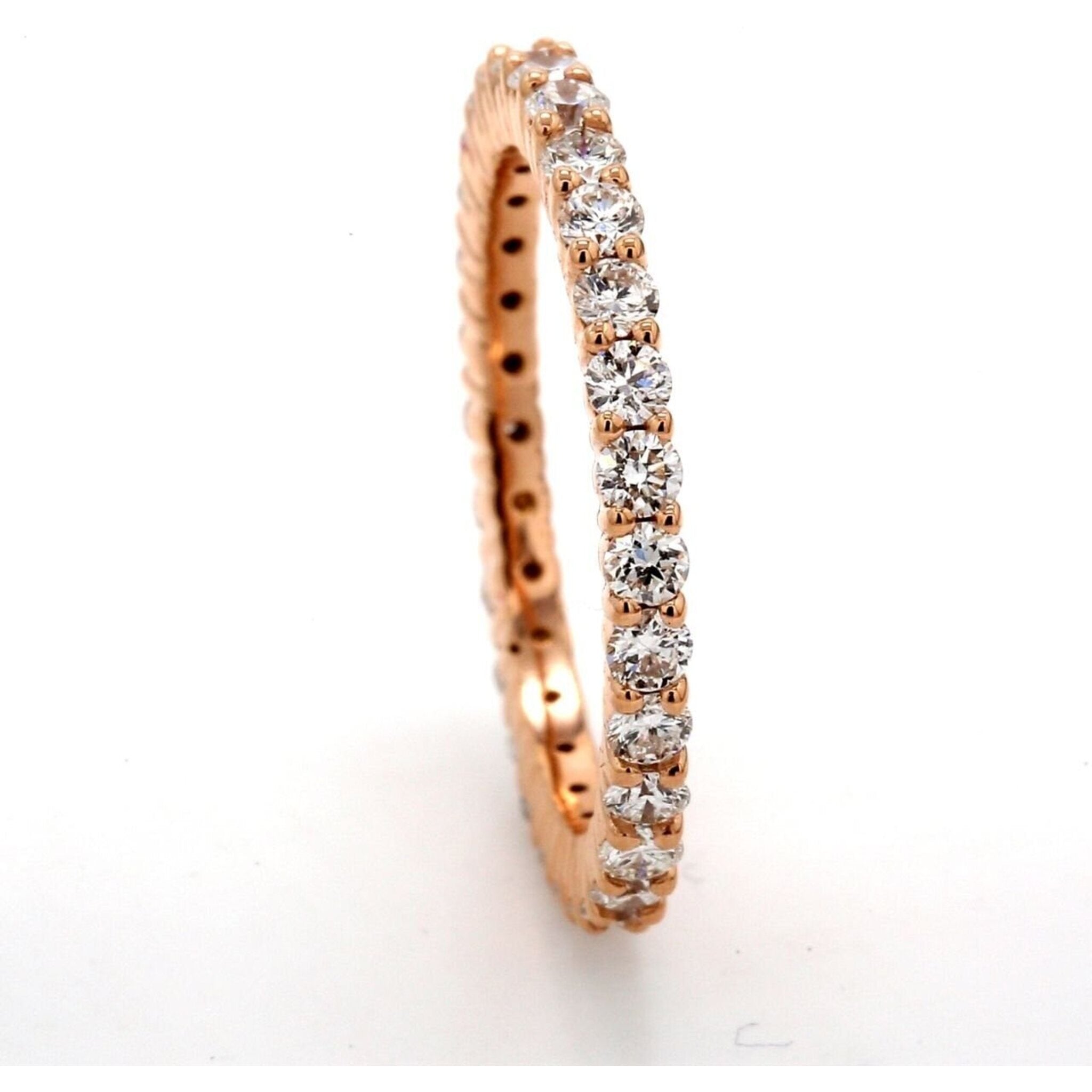 Ninacci 14K Rose Gold 0.95 Carats Round Diamond Eternity Band - Size 6.75