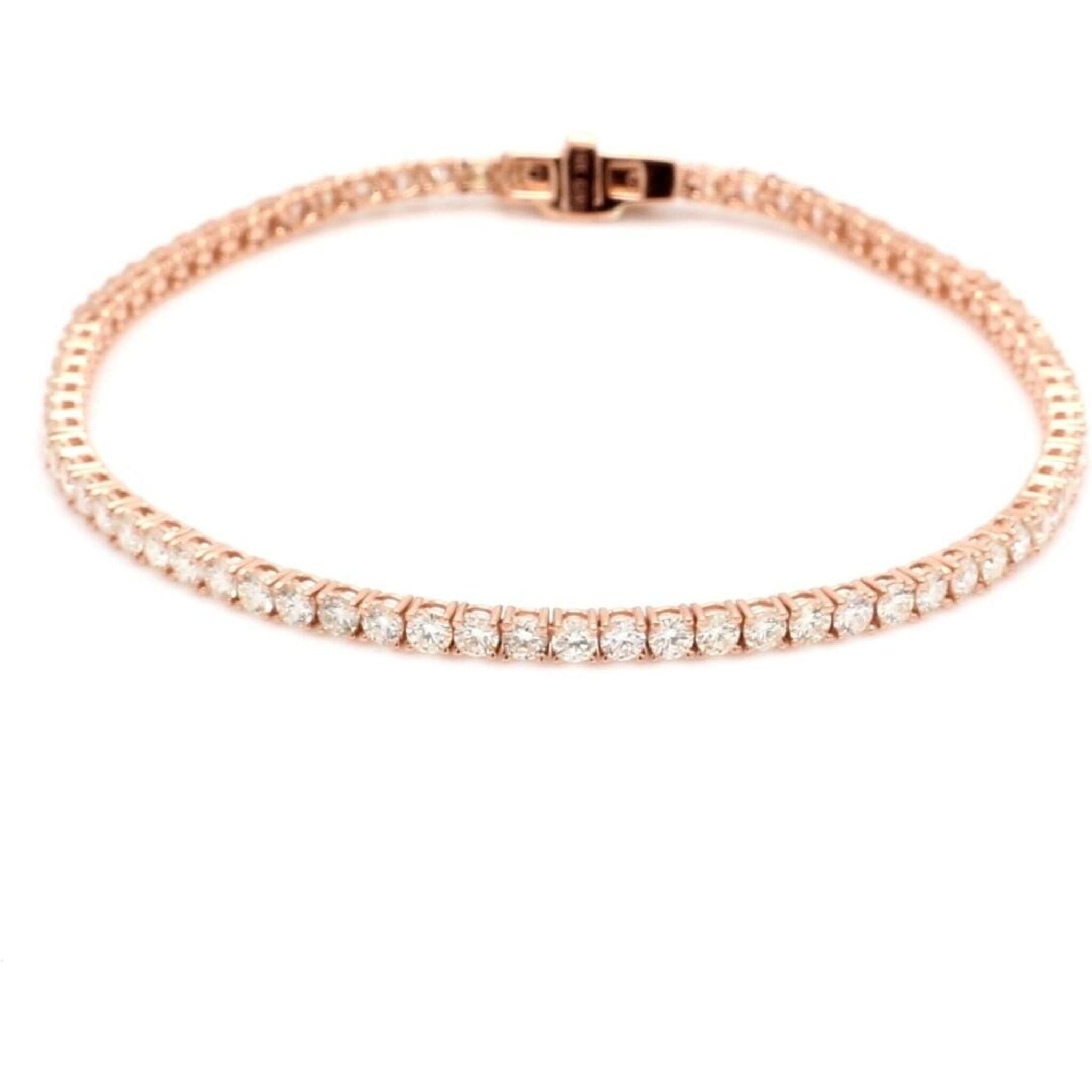 Ninacci 14K Rose Gold 7" Tennis Bracelet with 4-Prong Set Round Diamonds - 9.00 Carat Total Diamond Weight