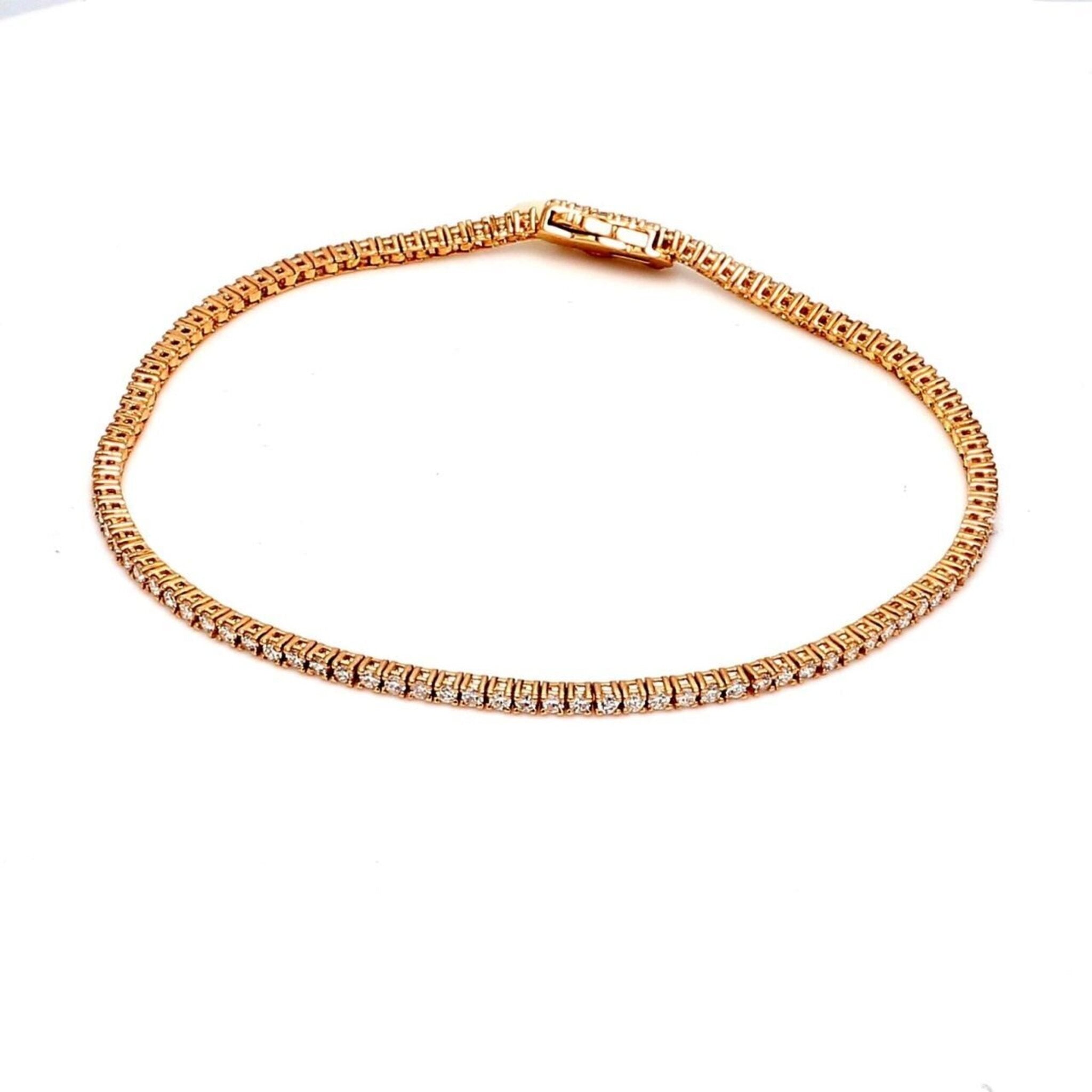 Ninacci 14K Rose Gold 7" Tennis Bracelet with Prong Set Round Diamonds - 1.25 Carat Total Diamond Weight