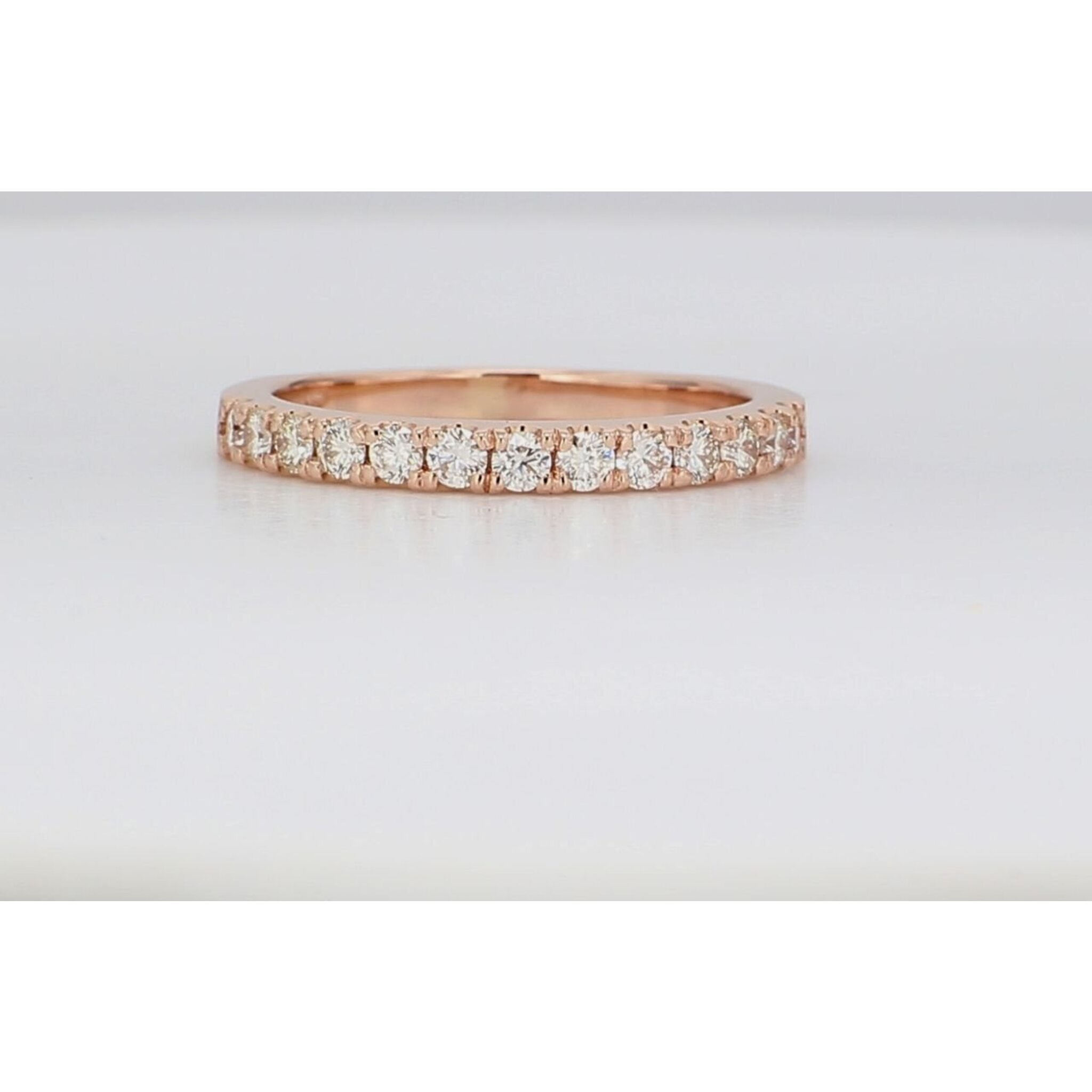 Ninacci 14K Rose Gold Band with Half-Way Shared Prong Set Round Diamonds - 0.37 Carat Total Diamond Weight - Size 5.0