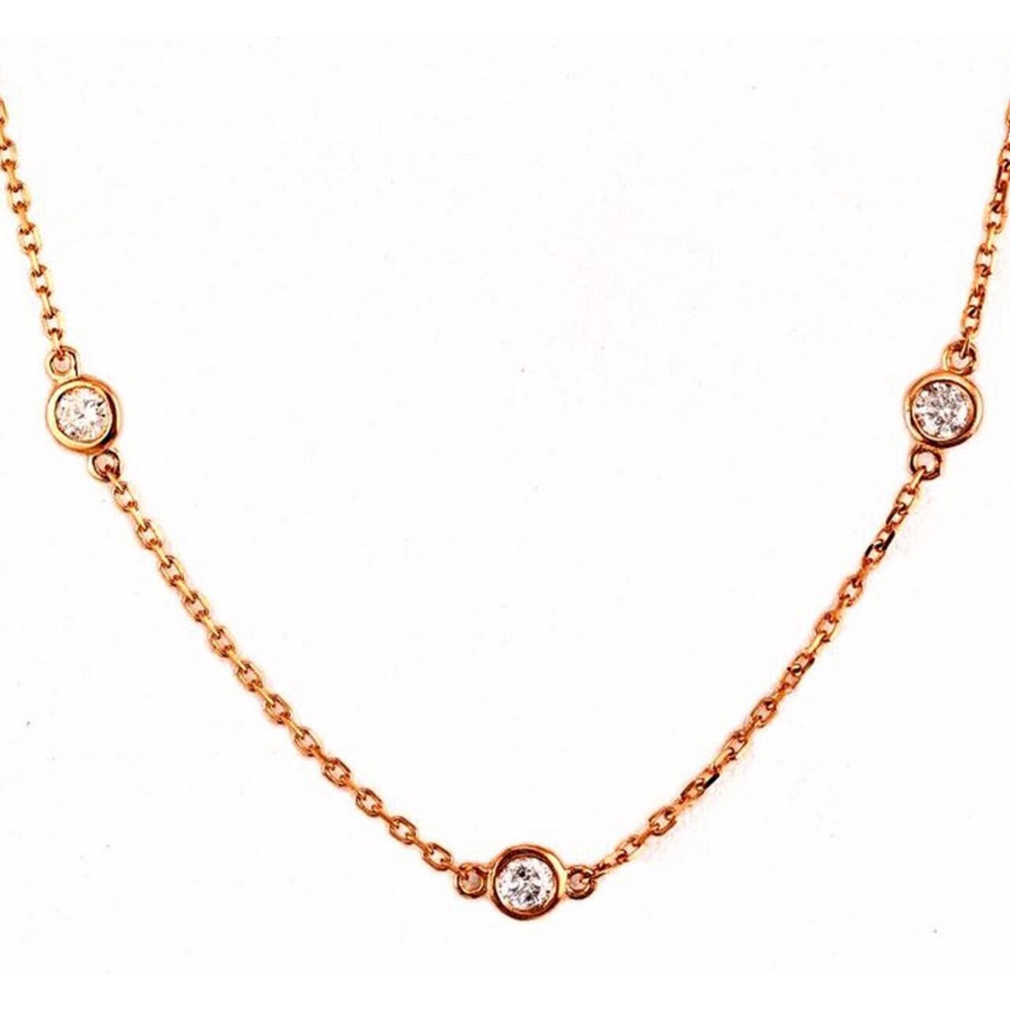 Ninacci 14K Rose Gold "Diamonds by the Yard" Necklace - 2.50 Carat Total Diamond Weight