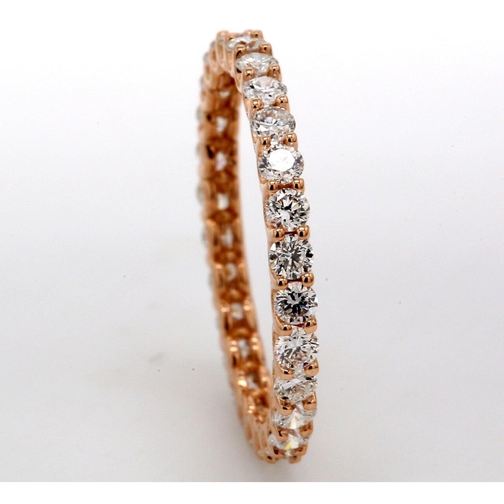 Ninacci 14K Rose Gold Eternity Band with U-Prong Set Round Diamonds - 0.83 Carat Total Diamond Weight - Size 4.75