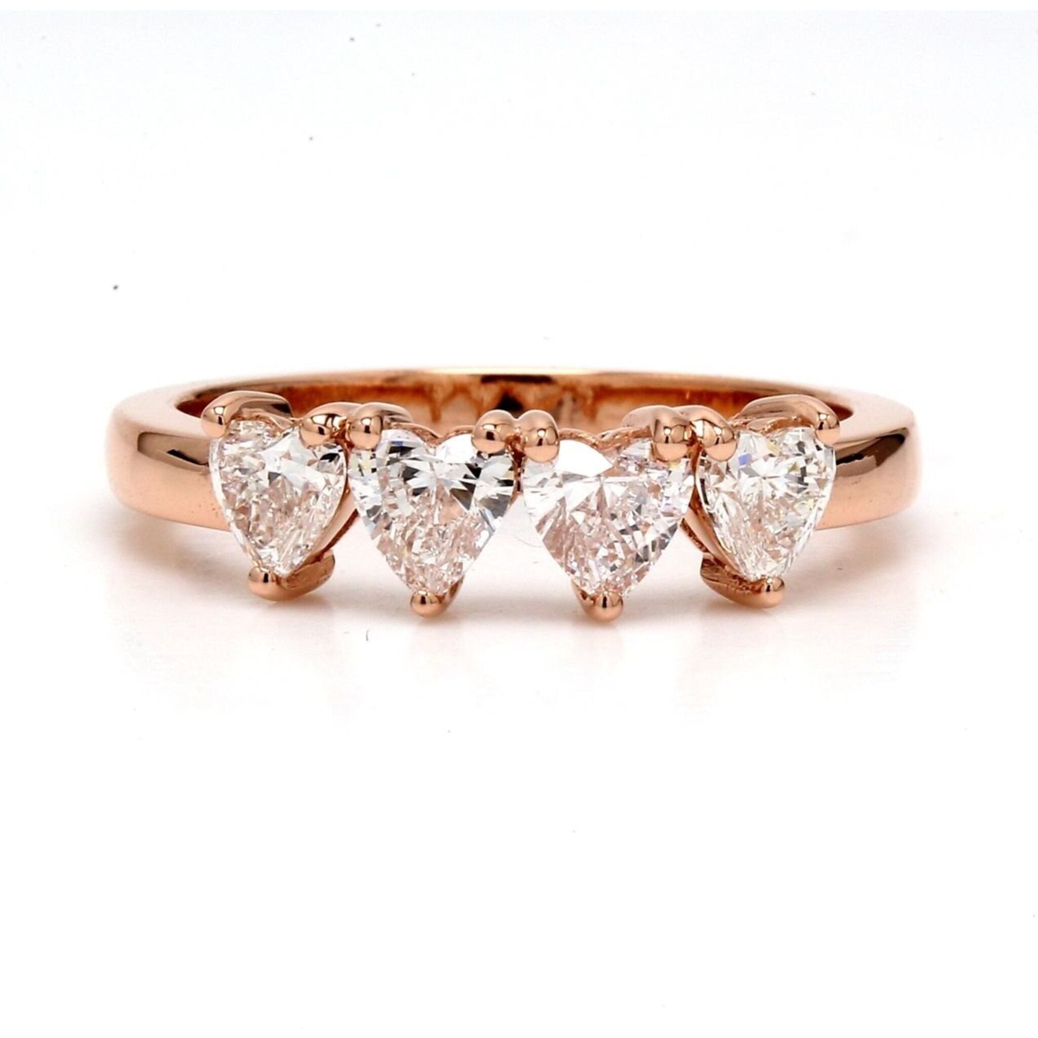 Ninacci 14K Rose Gold Heart Shape Diamond Band - 1.02 Carat Total Diamond Weight - Size 7