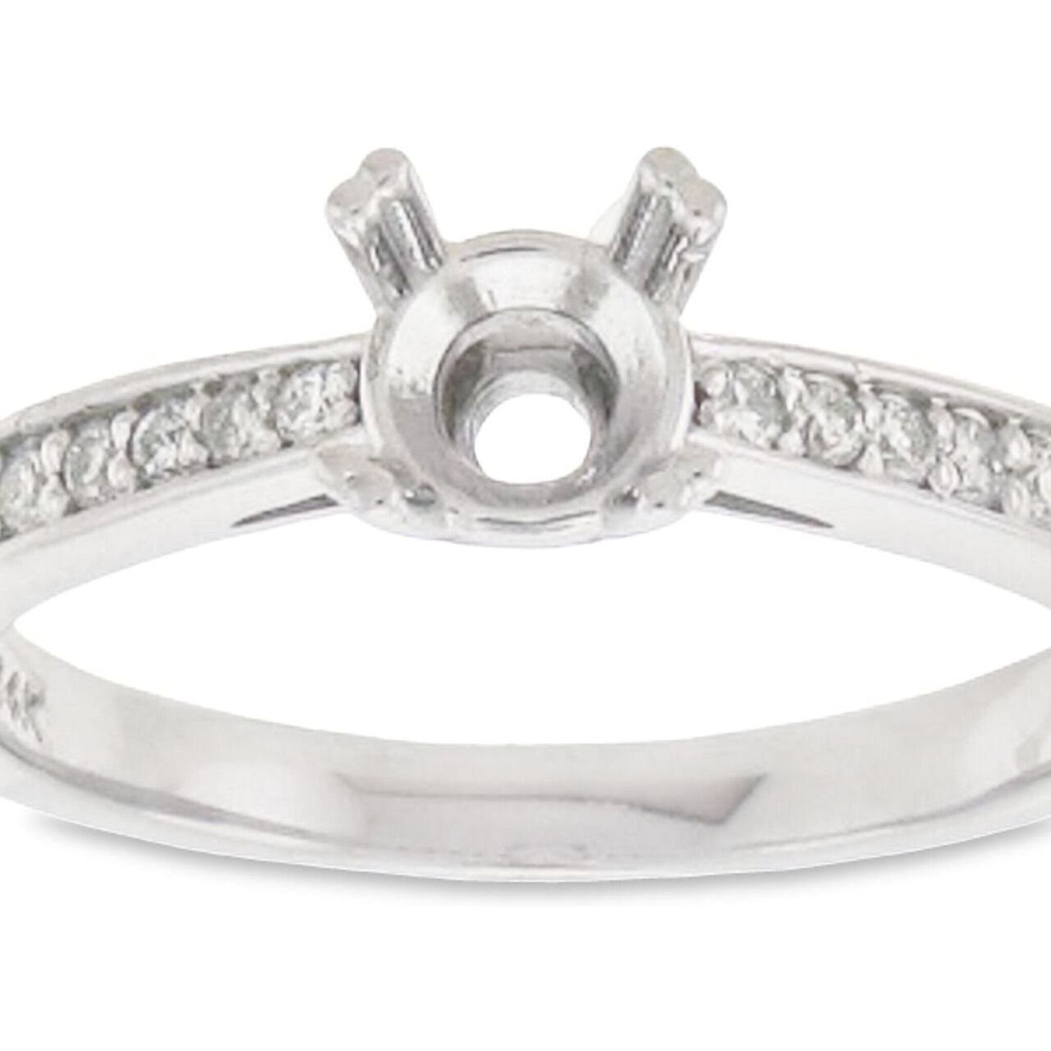 Ninacci 14K White Gold 0.15 Carats Pave Set Semi-mount Diamond Ring