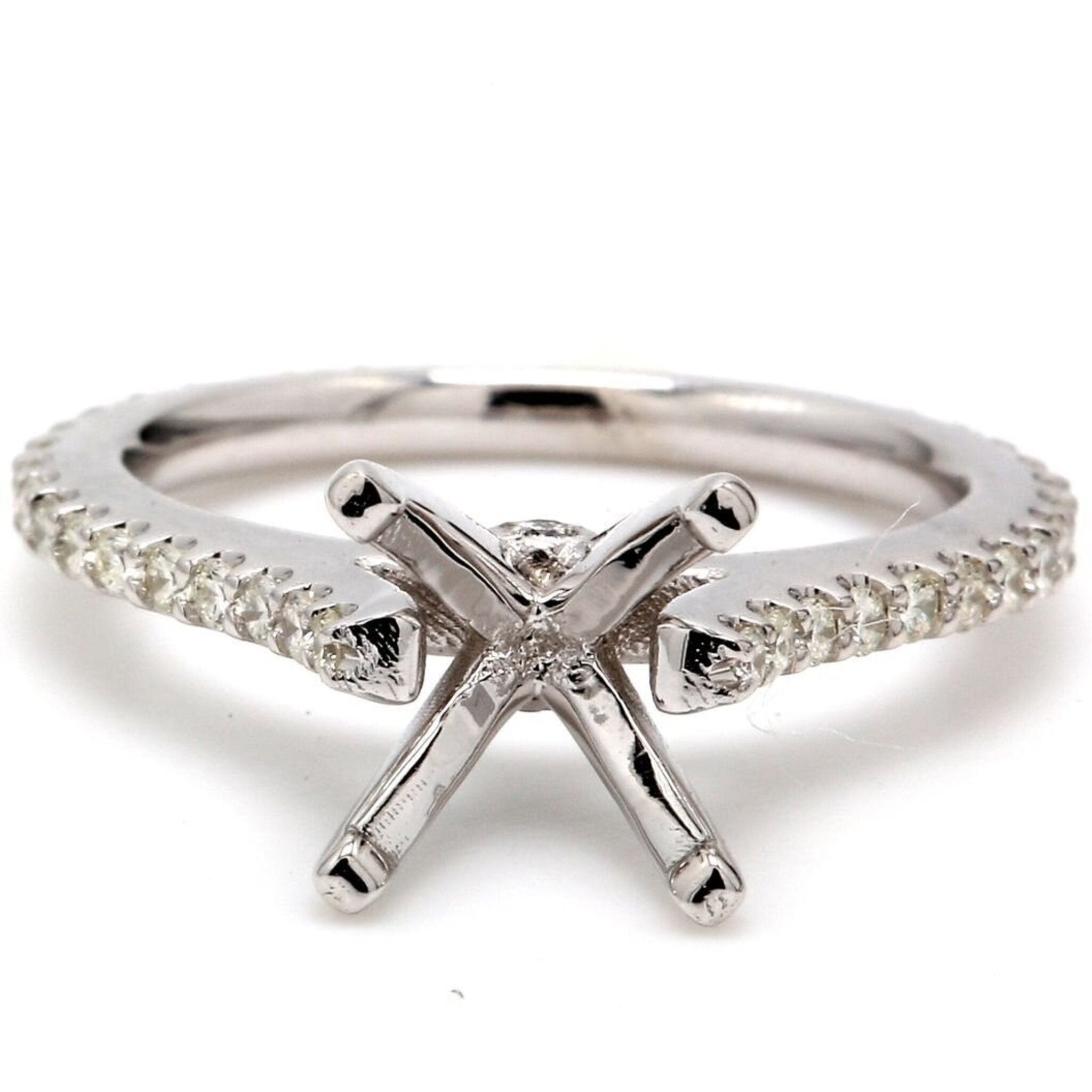 Ninacci 14K White Gold 0.45 Carat Total Diamond Weight Semi-mount Engagement Ring - Size 5.5