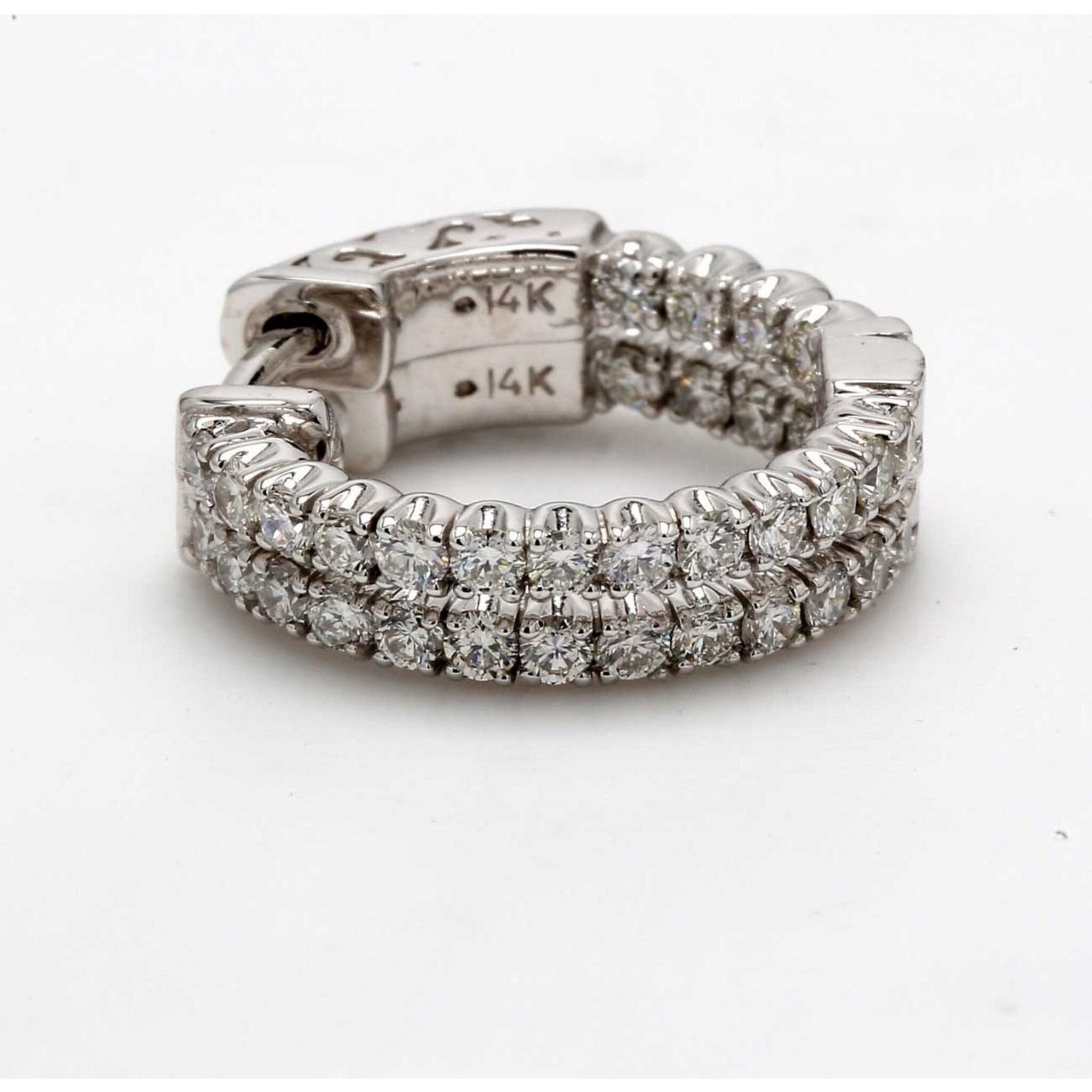 Ninacci 14K White Gold 0.5" Inside Out Hoop Earrings with 34 Round Diamonds - 0.85 Carat Total Diamond Weight