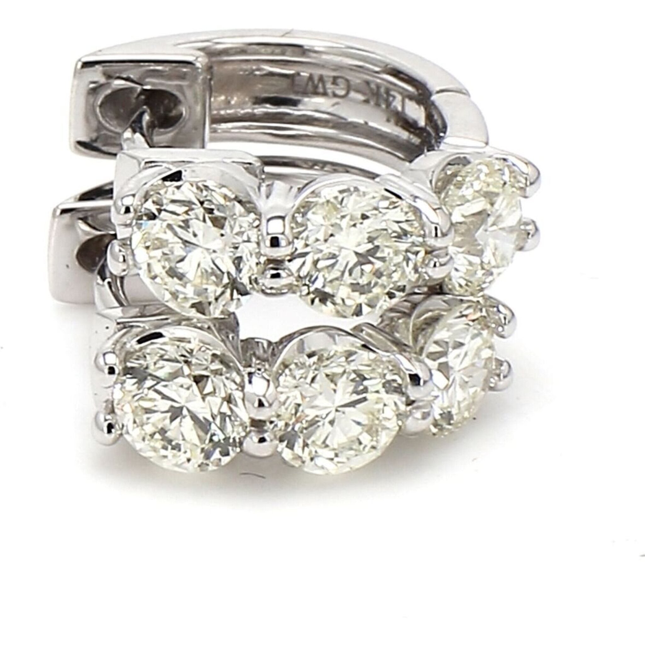 Ninacci 14K White Gold 0.50" Huggy Earrings with 1.76 Carat Total Diamond Weight
