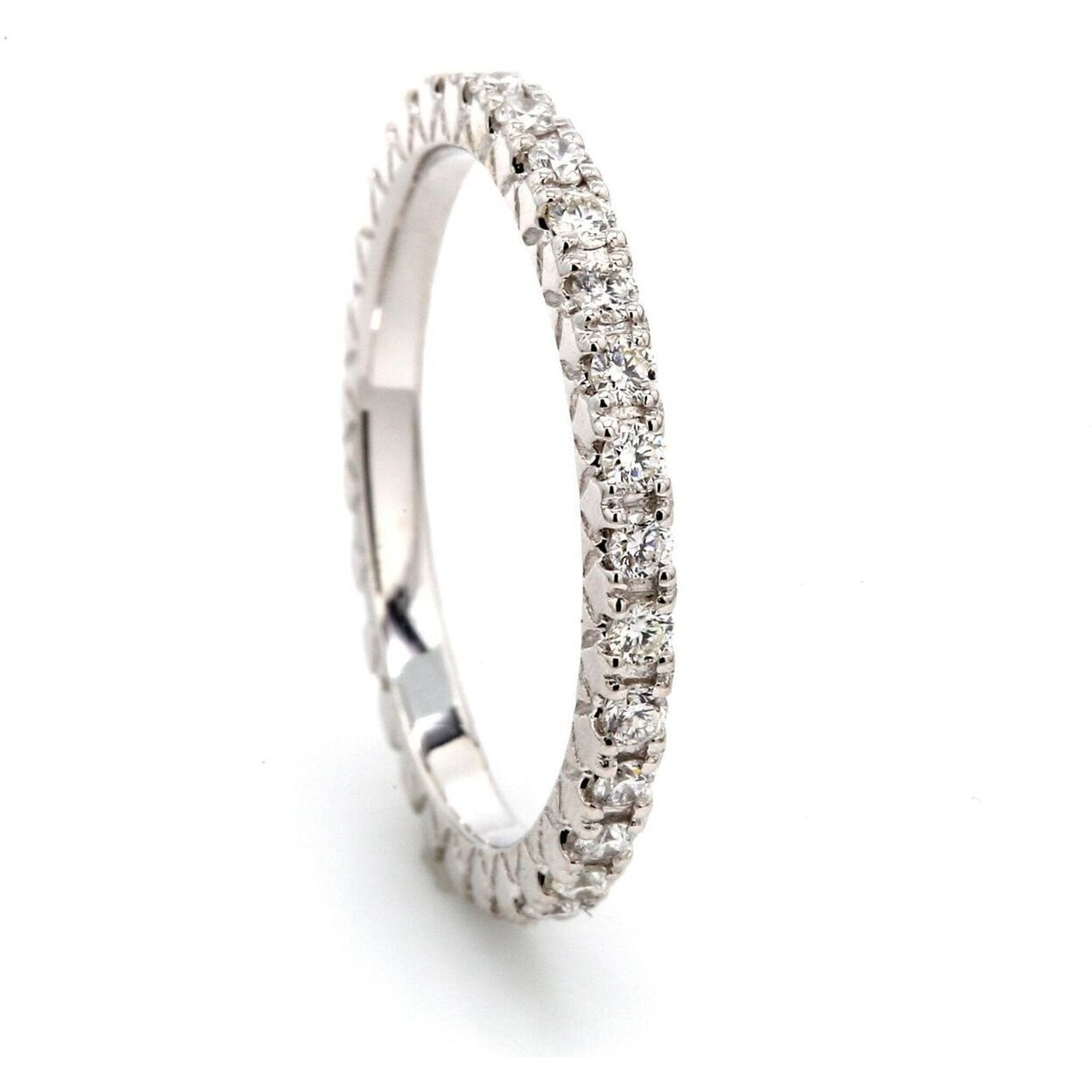 Ninacci 14K White Gold 0.51 Carats Eternity Band with Round Diamonds - Size 6.25