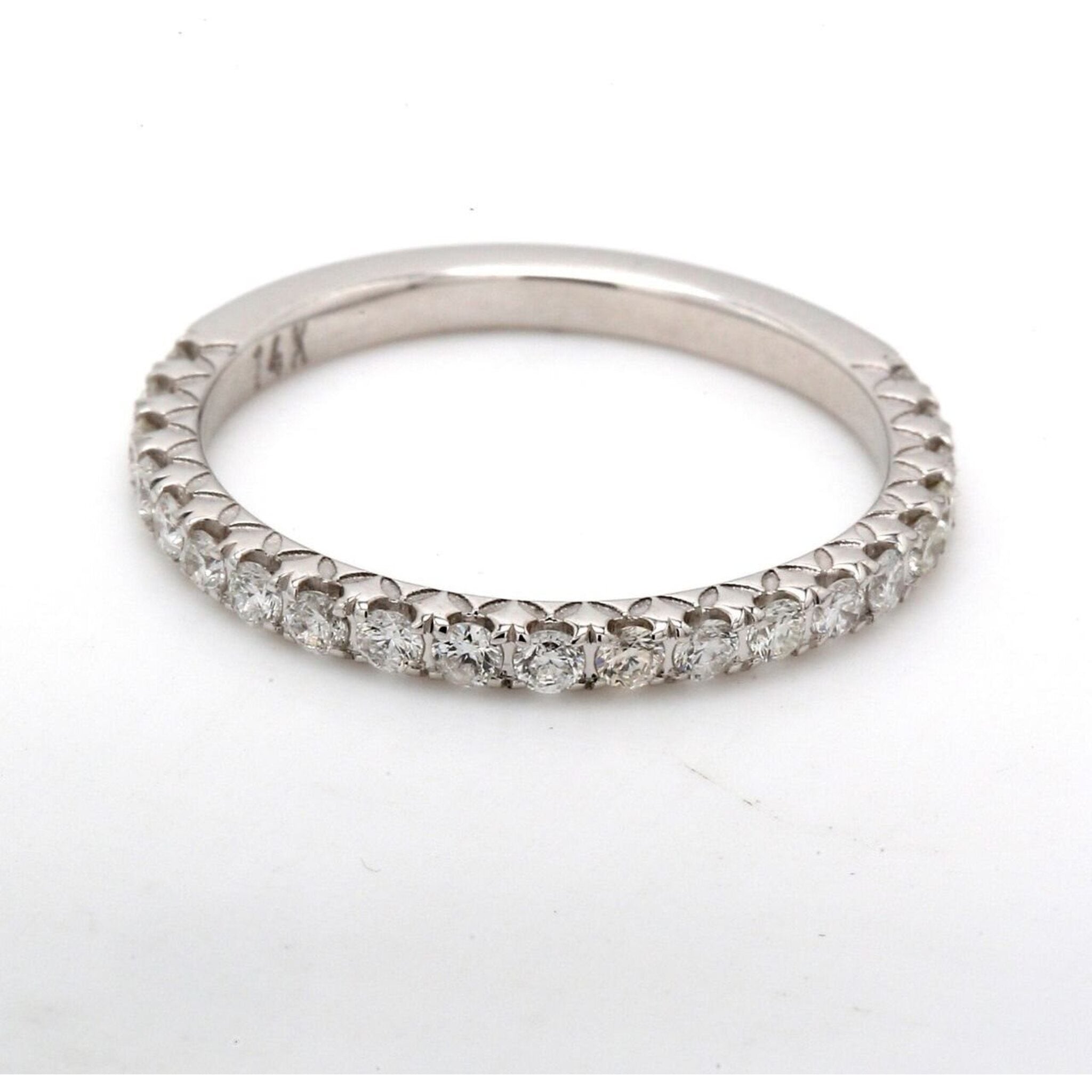 Ninacci 14K White Gold 0.52 Carats Round Diamond Band Ring - Size 8.5