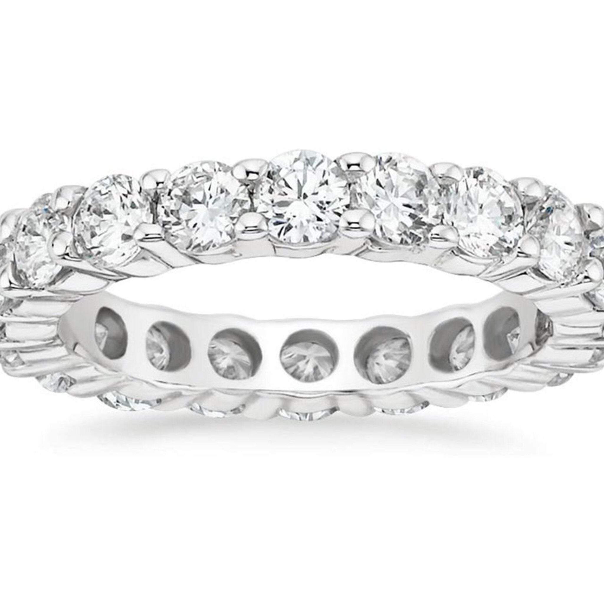 Ninacci 14K White Gold 0.55 Carat Total Diamond Weight Eternity Band with Shared Prong Set Round Diamonds - Size 5