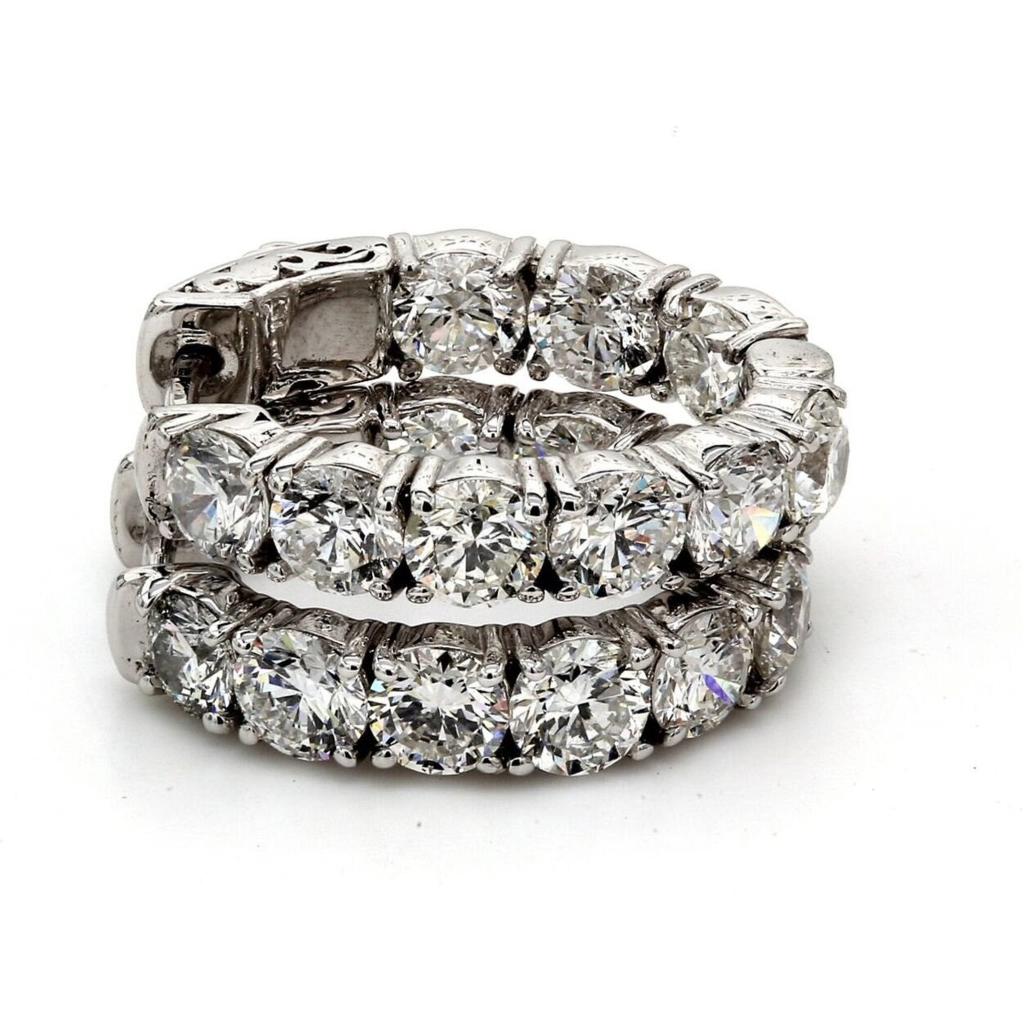 Ninacci 14K White Gold 0.75" Inside Out Hoop Earrings with 2.68 Carats Round Diamonds