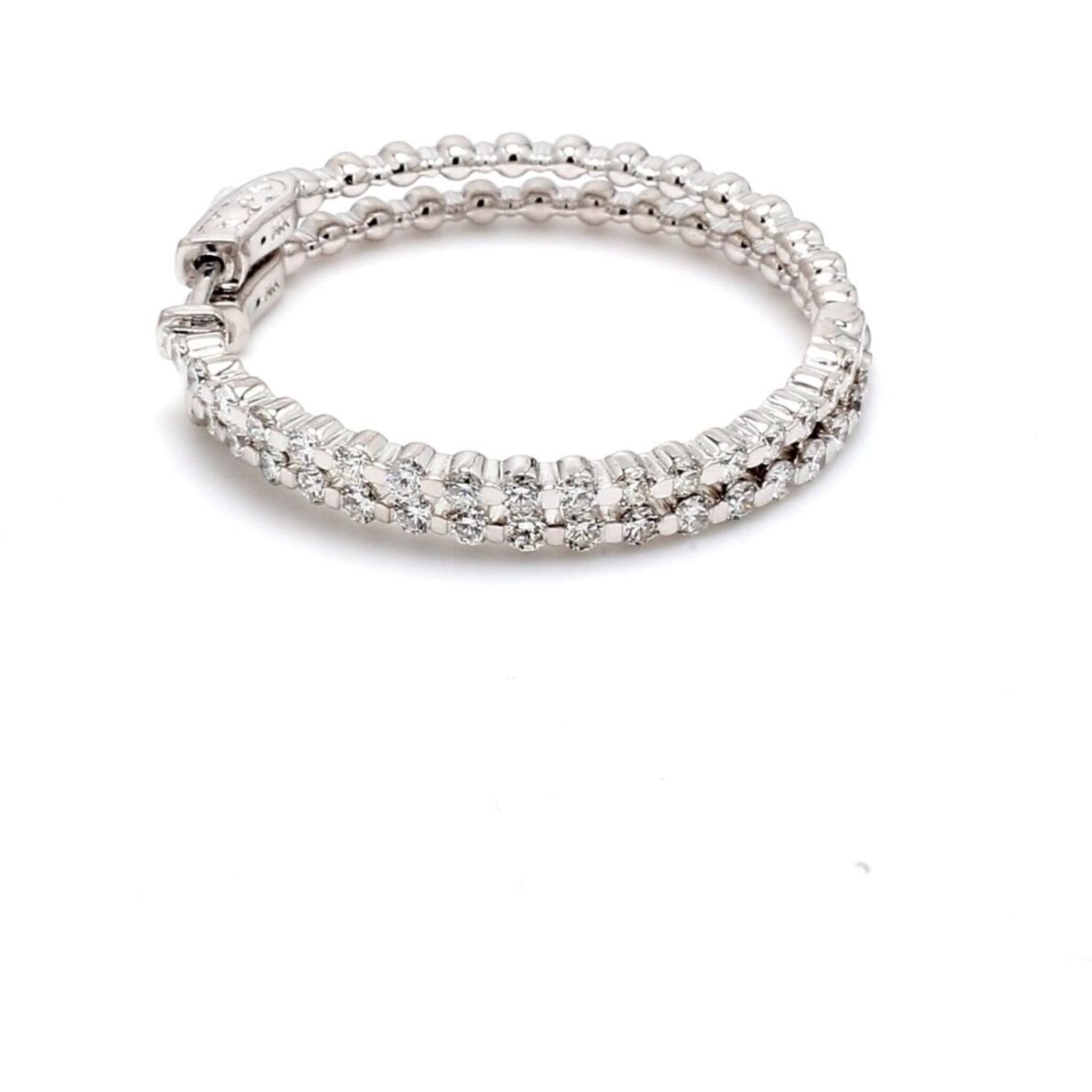 Ninacci 14K White Gold 0.75" Inside Out Hoop Earrings with 4-Prong Set Round Diamonds - 0.53 Carat Total Diamond Weight
