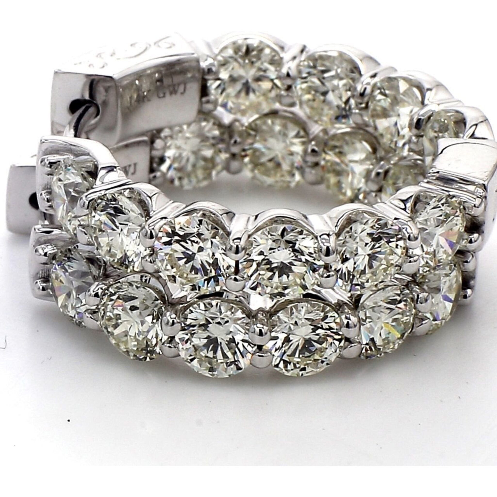 Ninacci 14K White Gold 0.75" Inside Out Hoop Earrings with Prong Set Round Diamonds - 6.71 Carat Total Diamond Weight