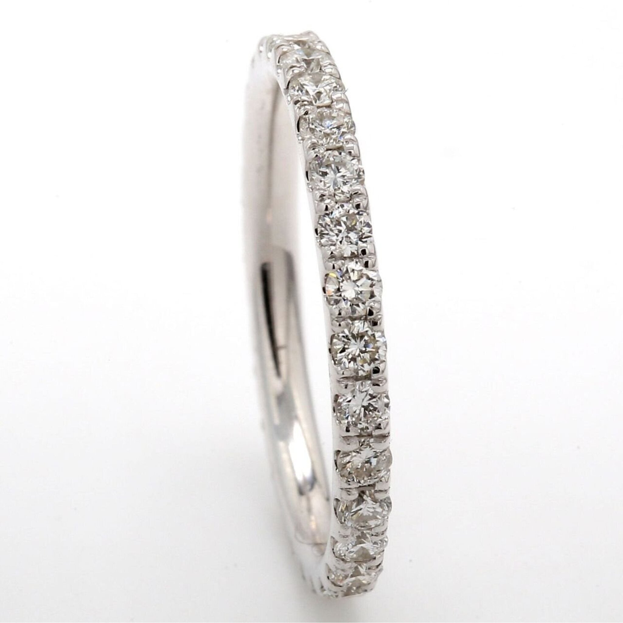Ninacci 14K White Gold 0.85 Carat Total Diamond Weight Eternity Band with U-Prong Set Round Diamonds - Size 6.25
