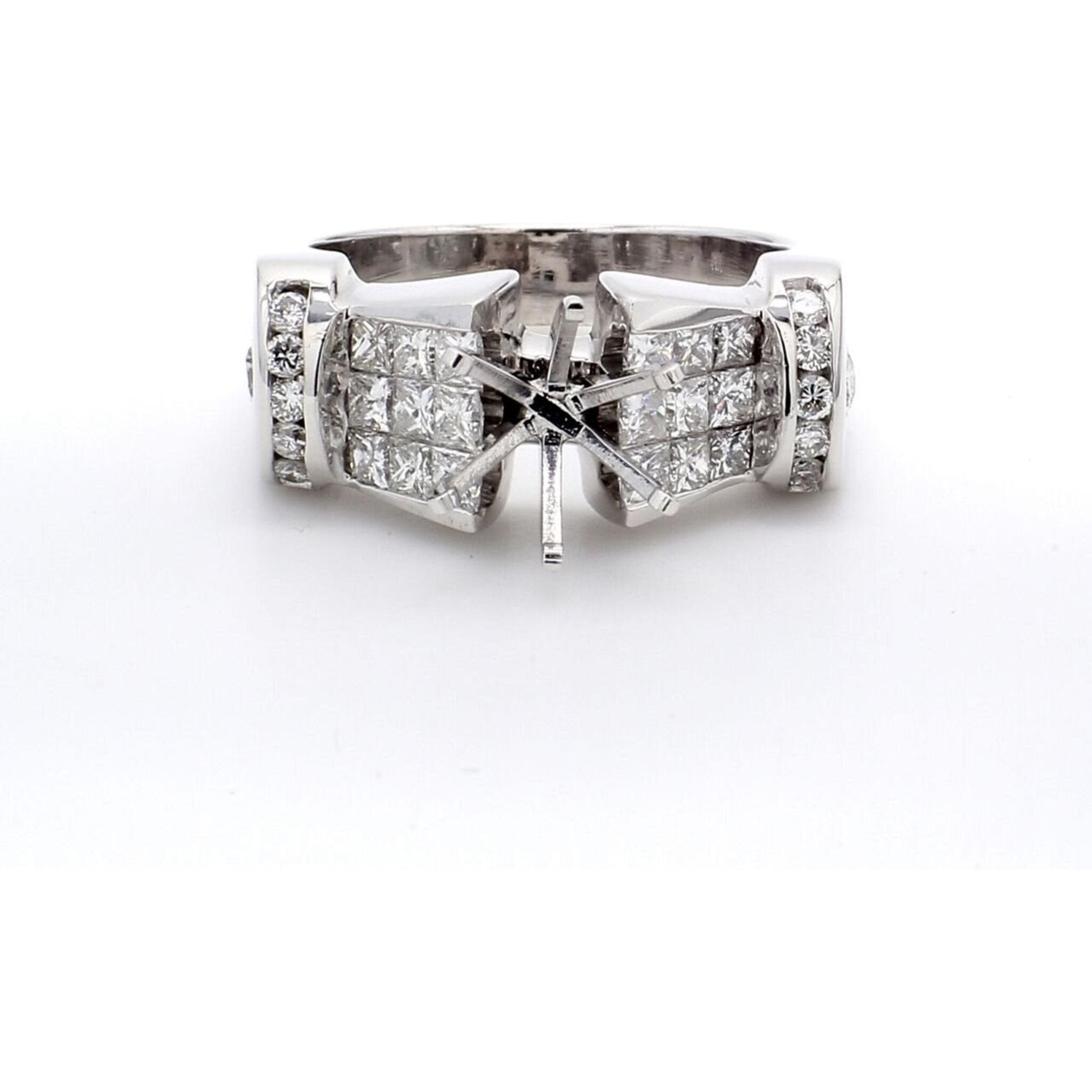 Ninacci 14K White Gold 1.21 Carats Total Diamond Semi-Mount Ring - Size 6.75
