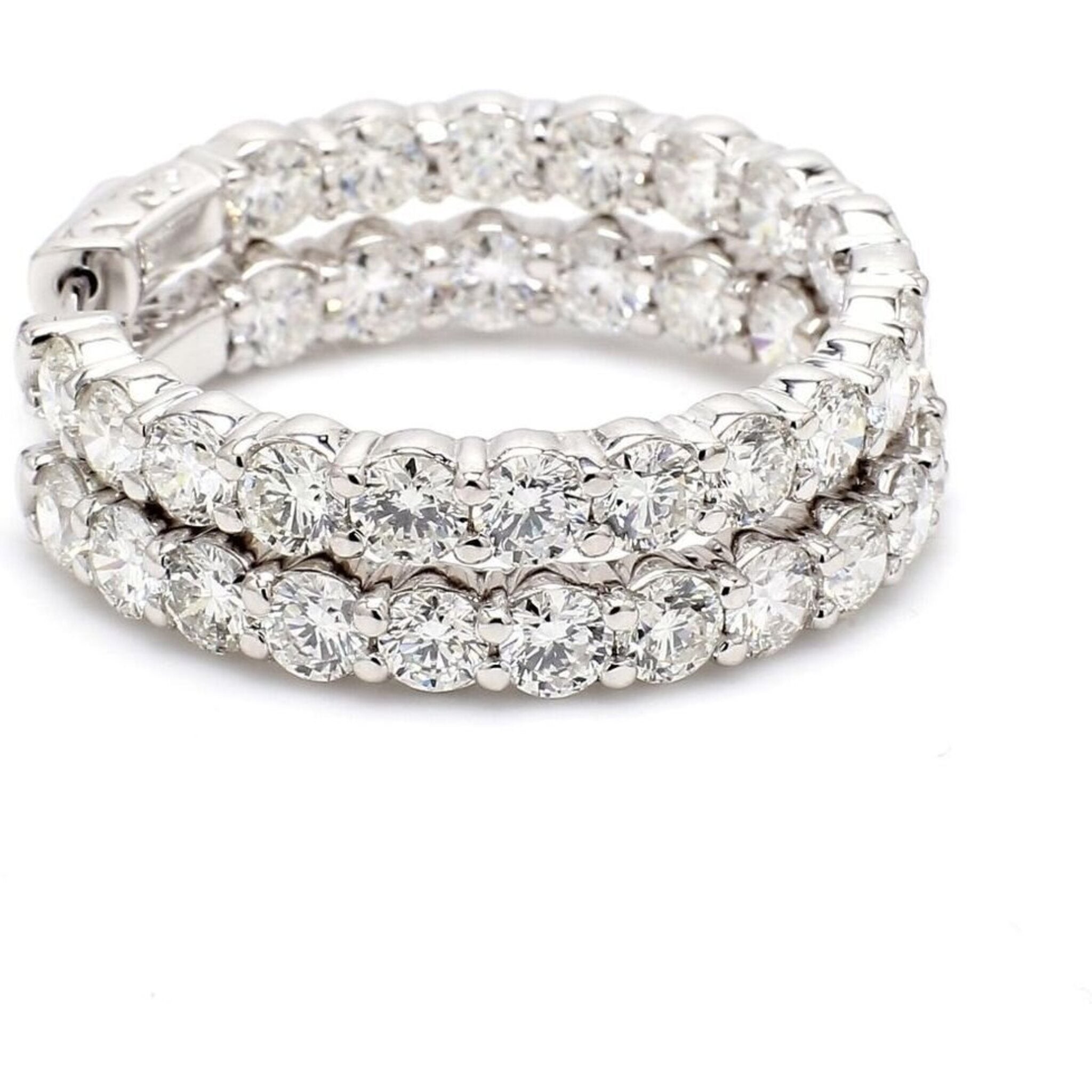 Ninacci 14K White Gold 1.25" Inside Out Hoop Earrings with 7.72 Carats Round Diamonds