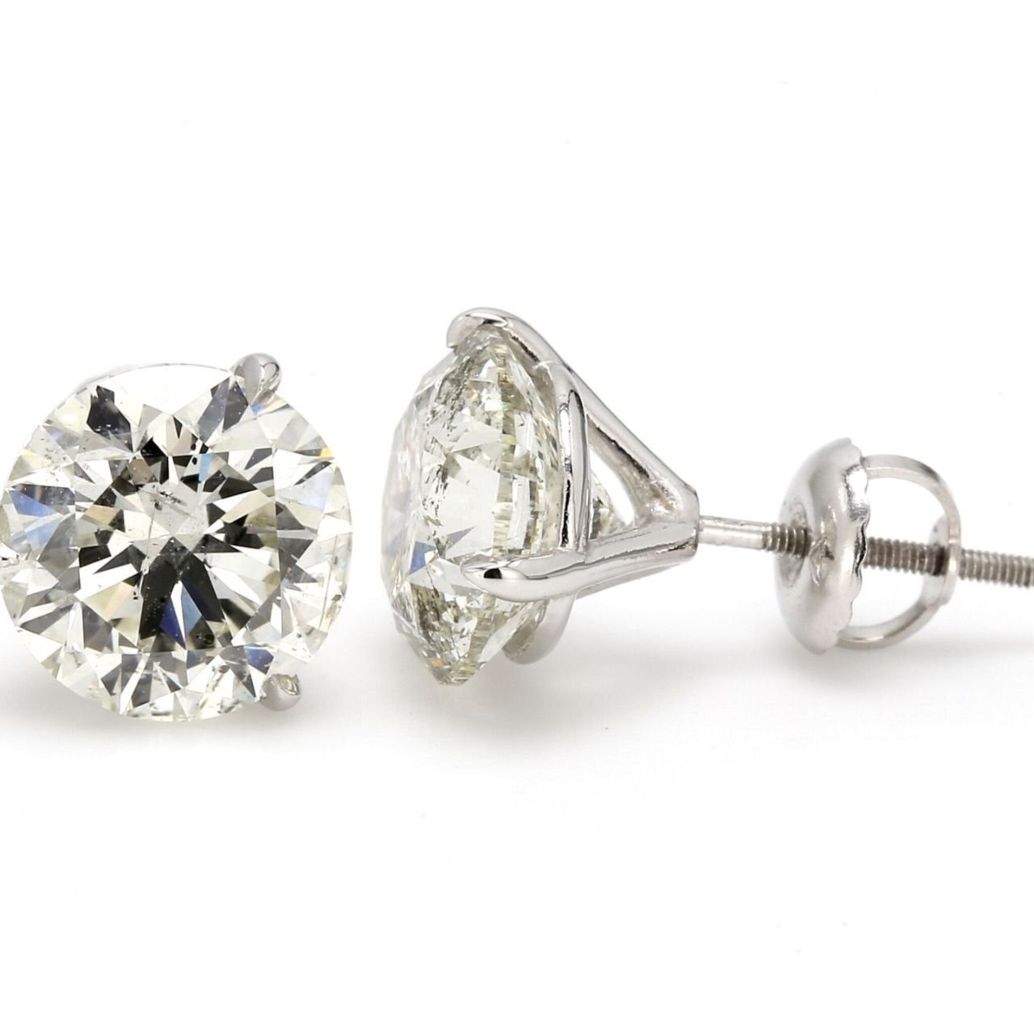 Ninacci 14K White Gold 1.48 Carats Total Diamond Screw Back Stud Earrings