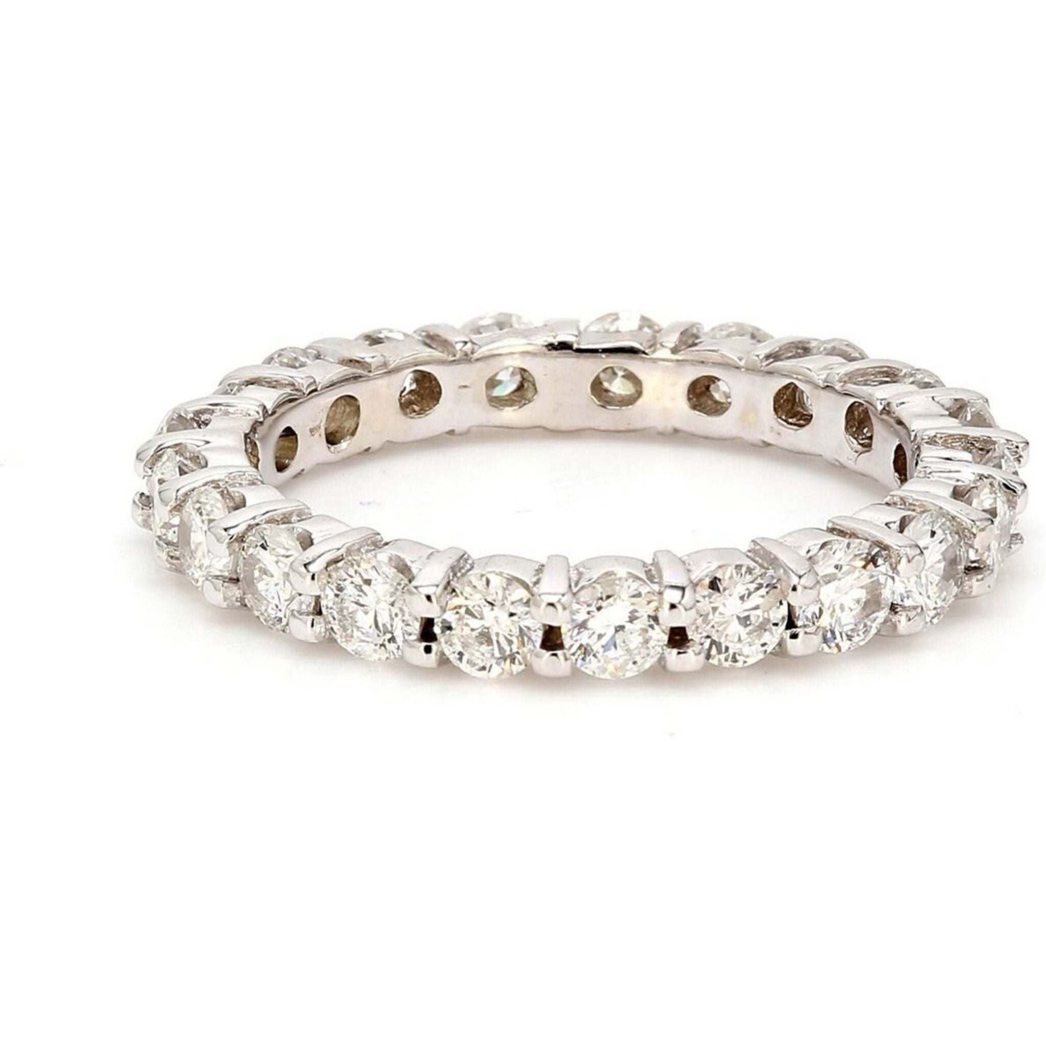 Ninacci 14K White Gold 1.50 Carats Shared Prong Eternity Band - Size 5.0