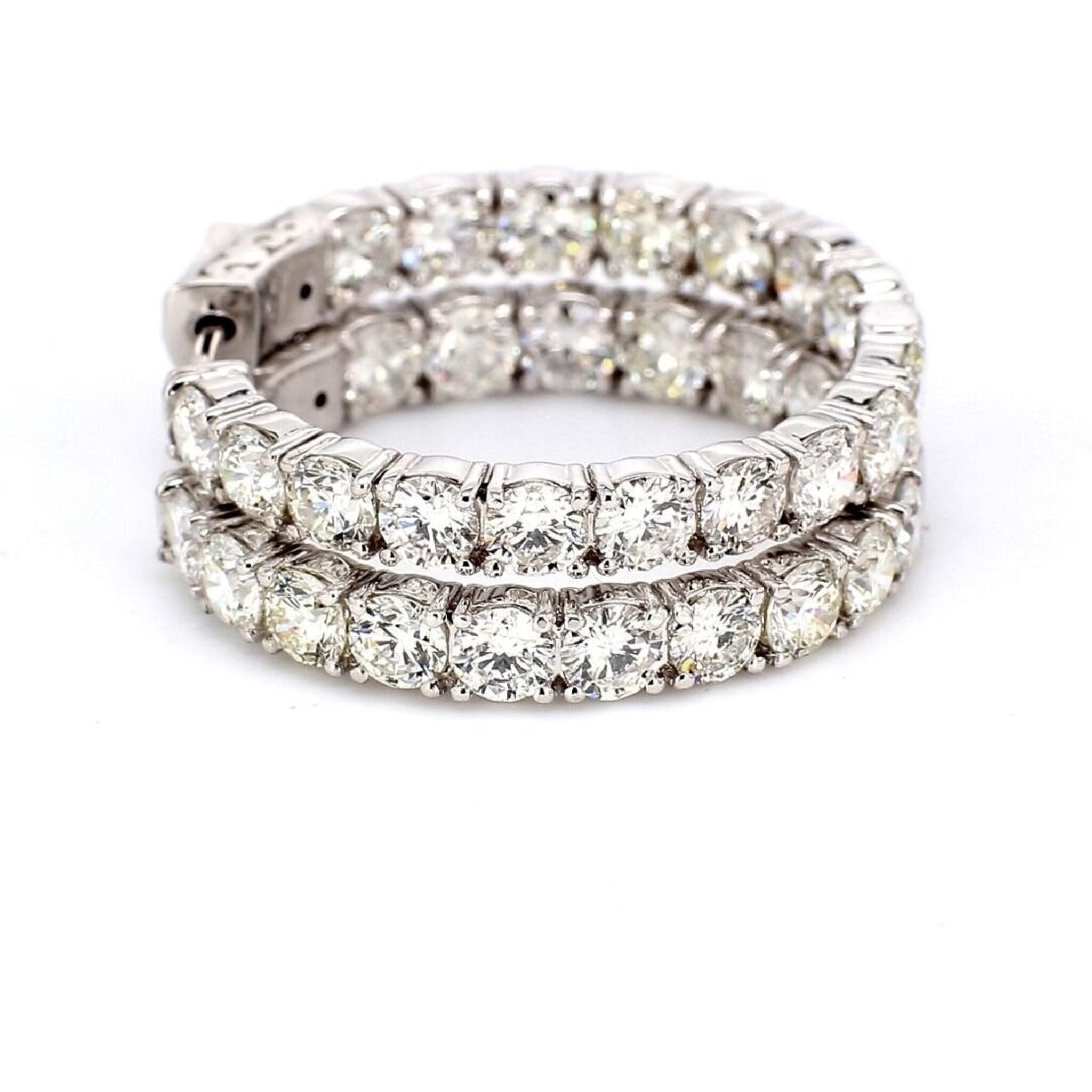 Ninacci 14K White Gold 1" Inside Out Hoop Earrings with 4-Prong Set Round Diamonds - 6.93 Carat Total Diamond Weight