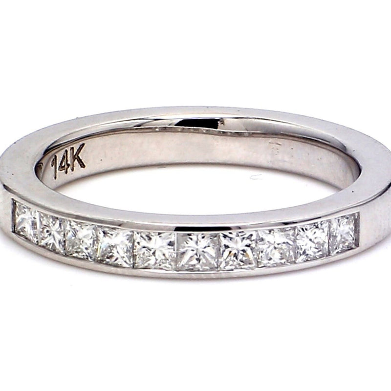 Ninacci 14K White Gold 10-Stone Princess-Cut Diamond Unity Band - 0.67 Carat Total Diamond Weight - Size 8.