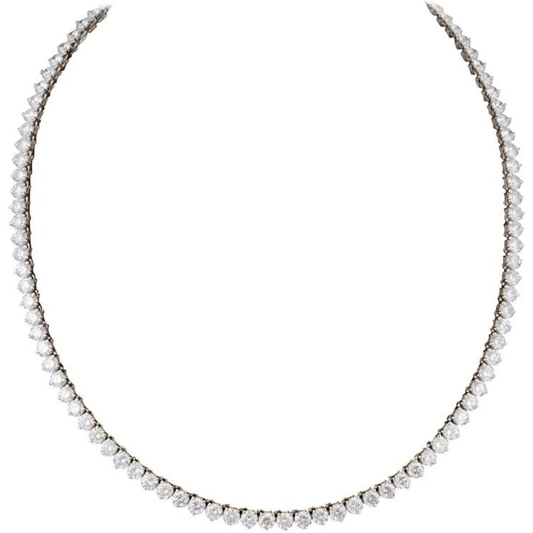 Ninacci 14K White Gold 16.25" Tennis Necklace with 5.35 Carat Total Diamond Weight