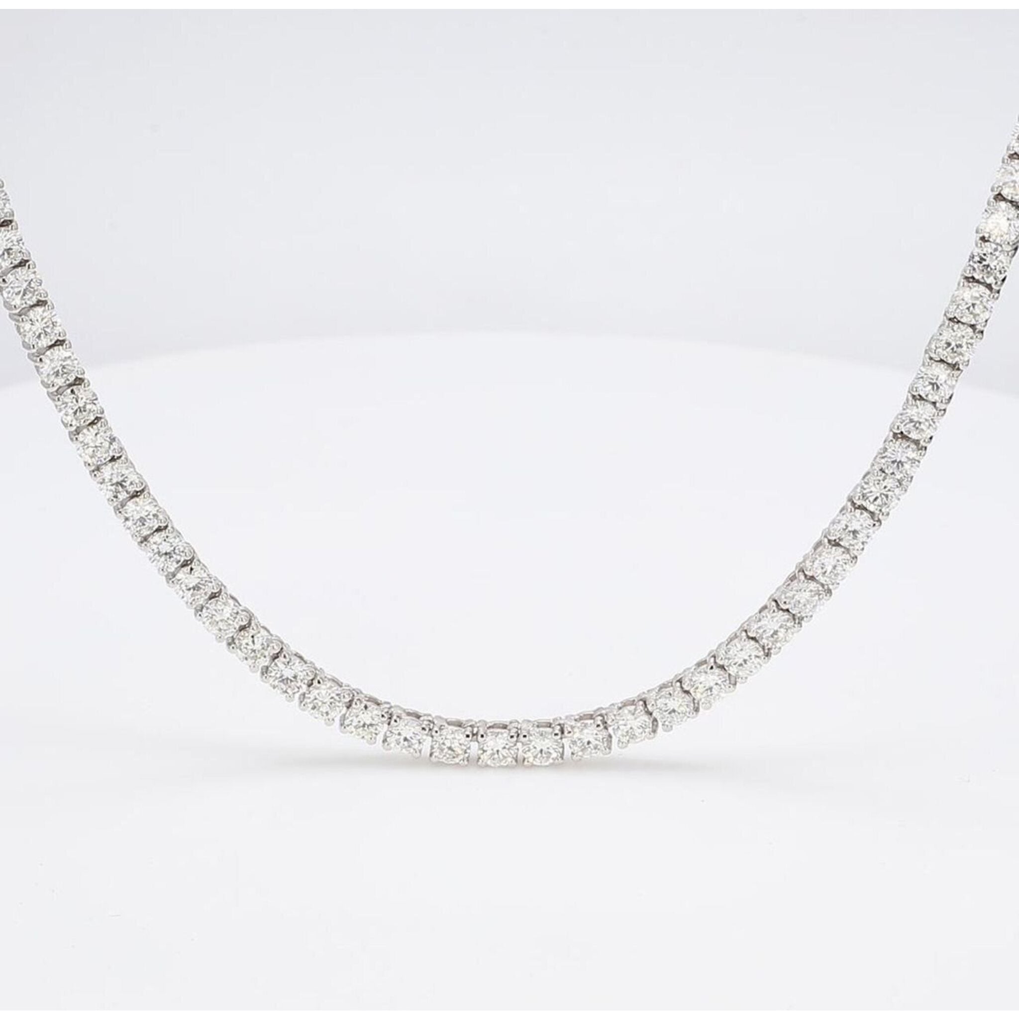 Ninacci 14K White Gold 16" Tennis Necklace with Prong-Set 195 Round Diamonds - 5.07 Carat Total Diamond Weight