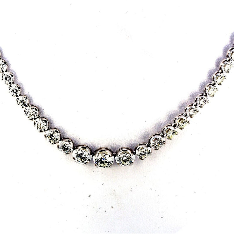 Ninacci 14K White Gold 17" Graduating Tennis Necklace with 10.20 Carats Prong-Set Diamonds