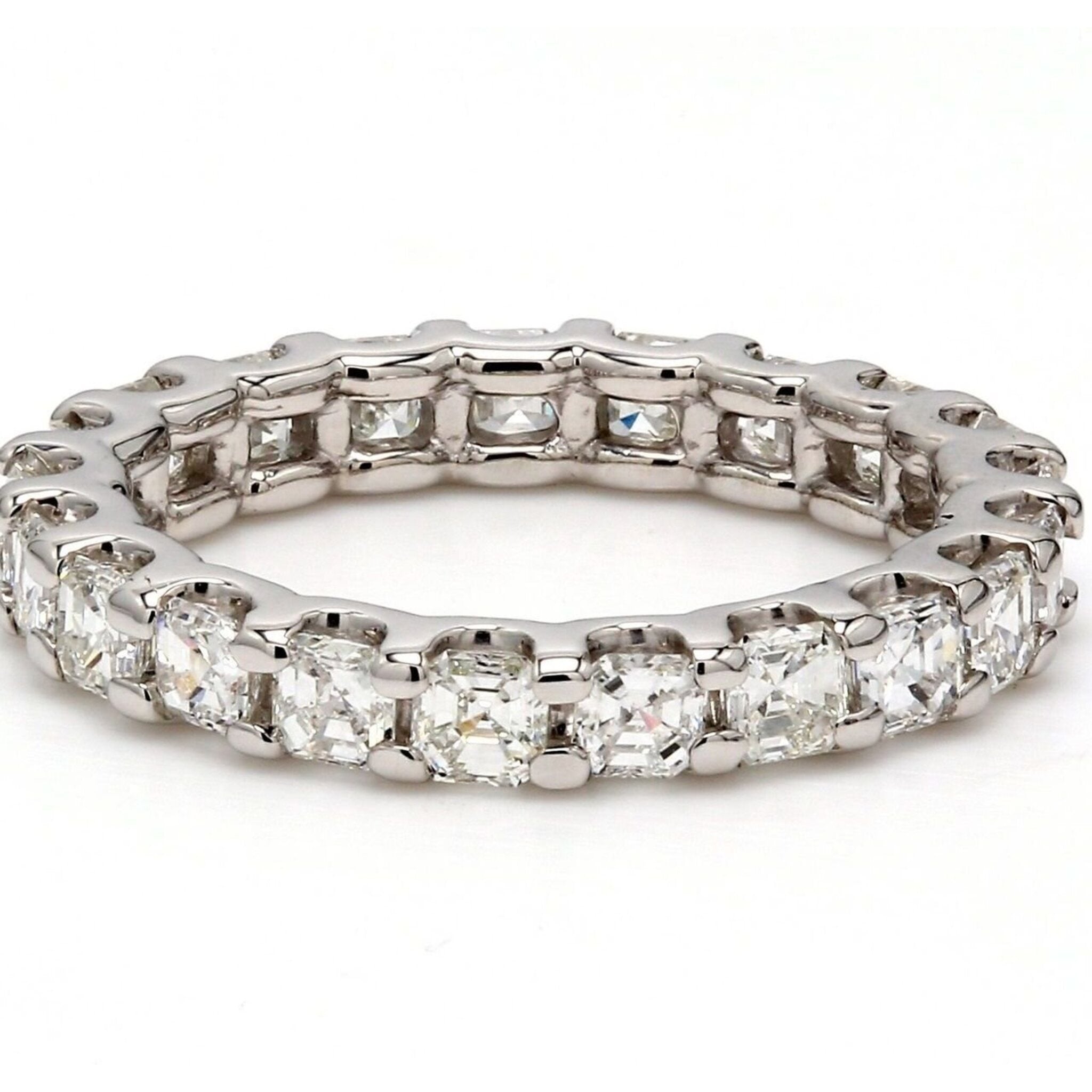 Ninacci 14K White Gold 2.00 Carats Asscher Cut Diamond Eternity Band - Size 5.0