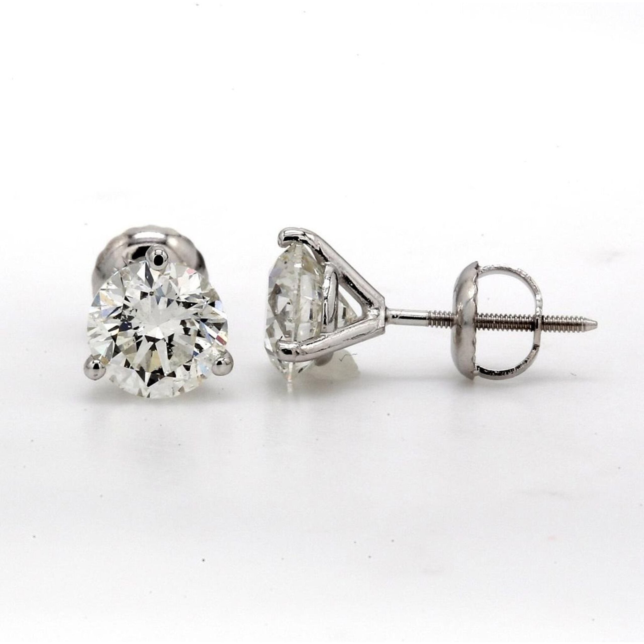 Ninacci 14K White Gold 2.34 Carats D-E/SI3-I1 Round Diamond Screw Back Martini Style Stud Earrings