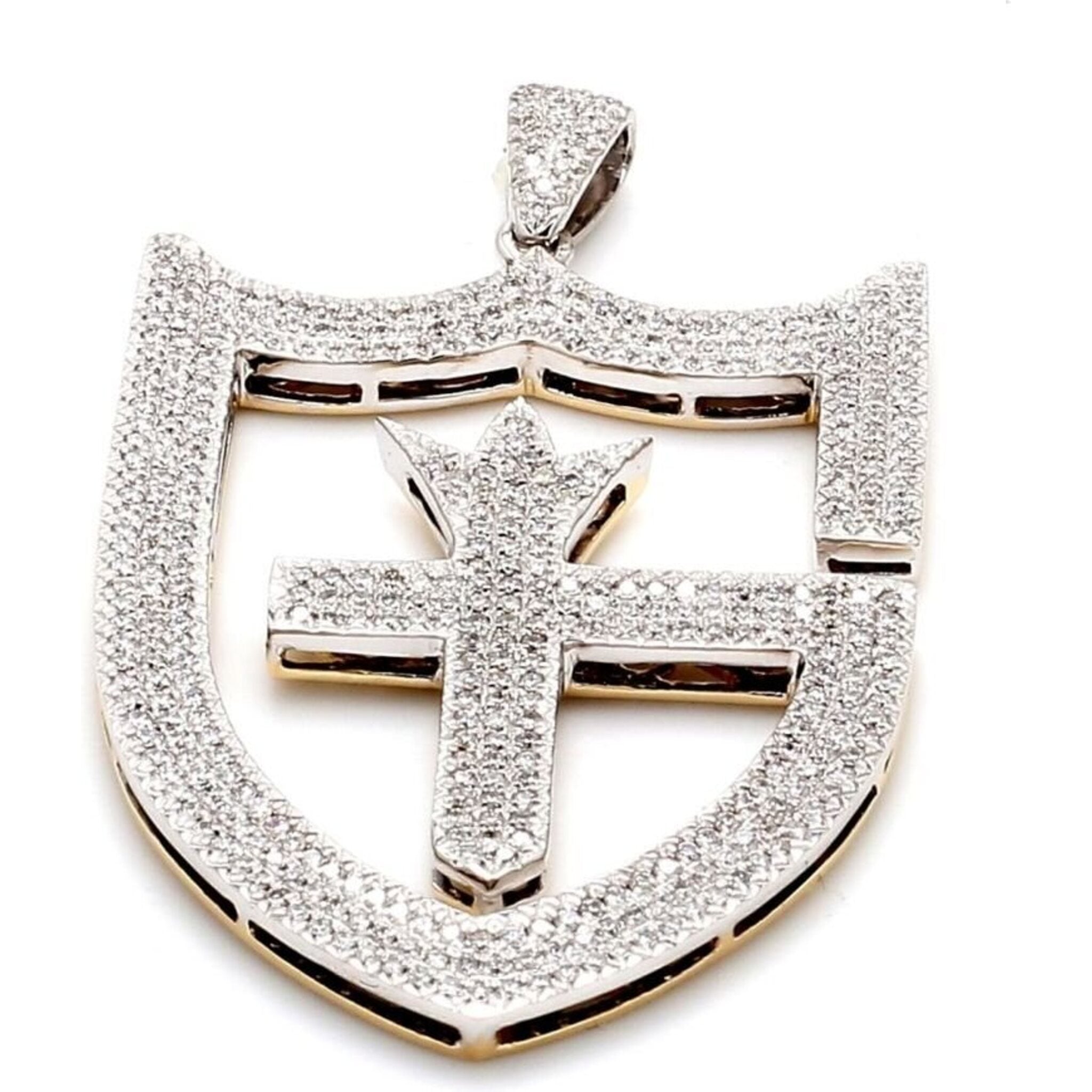 Ninacci 14K White Gold 2" G-Logo Pendant with 3-Row Pave Set Round Diamonds - 2.00 Carat Total Diamond Weight