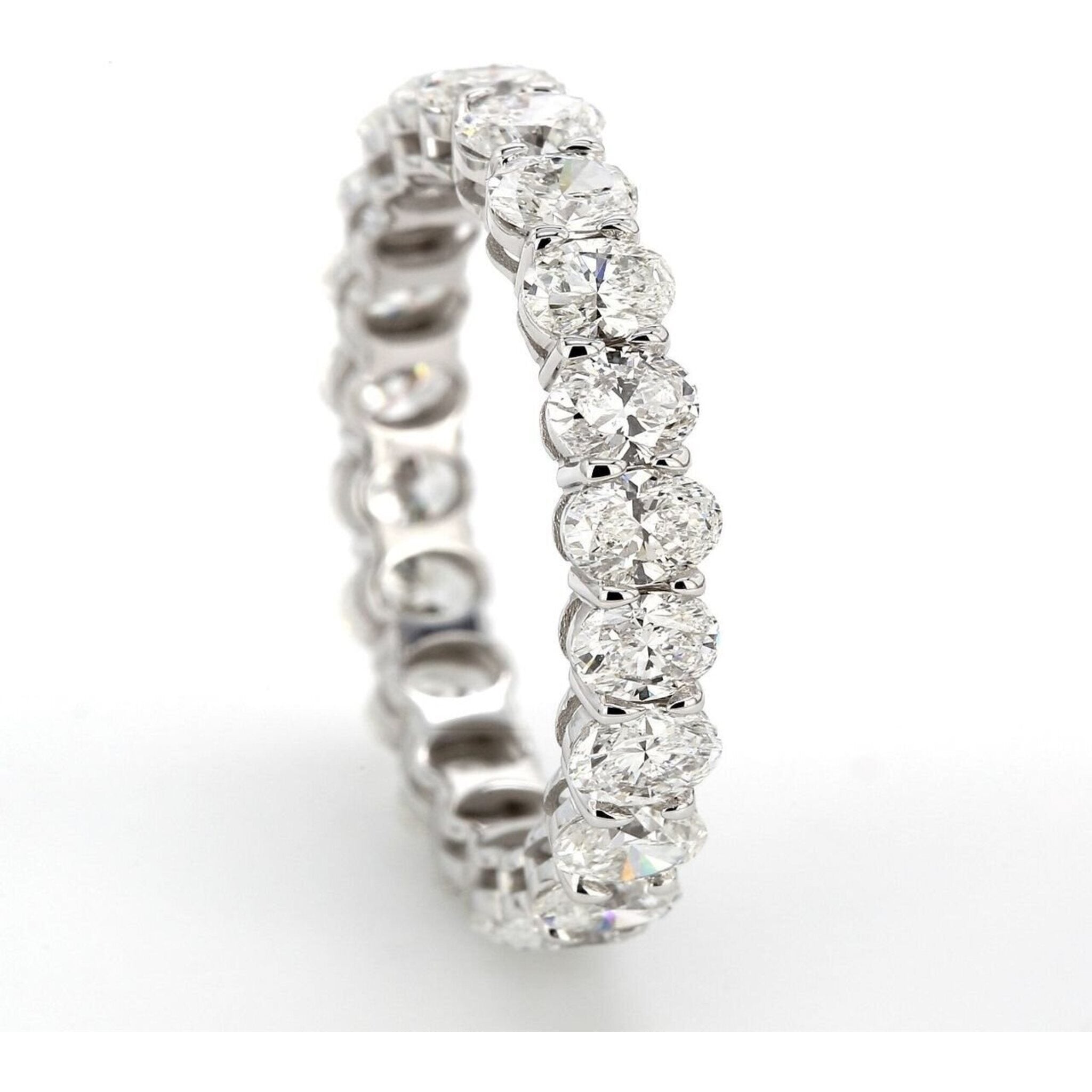 Ninacci 14K White Gold 3.08 Carats Oval Diamond Eternity Band - Size 6.5