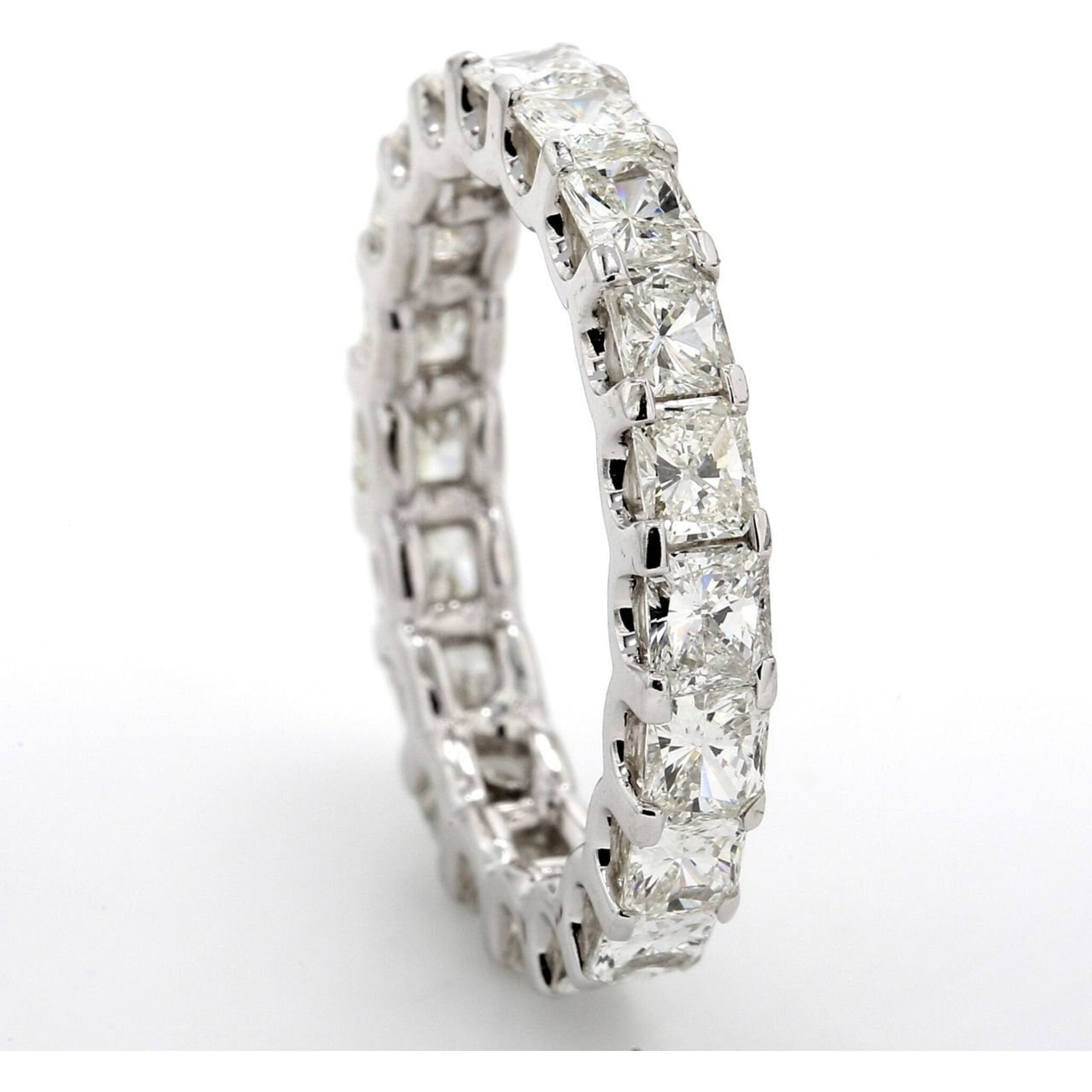 Ninacci 14K White Gold 3.31 Carats Radiant Cut Diamond Eternity Band - Size 6.25