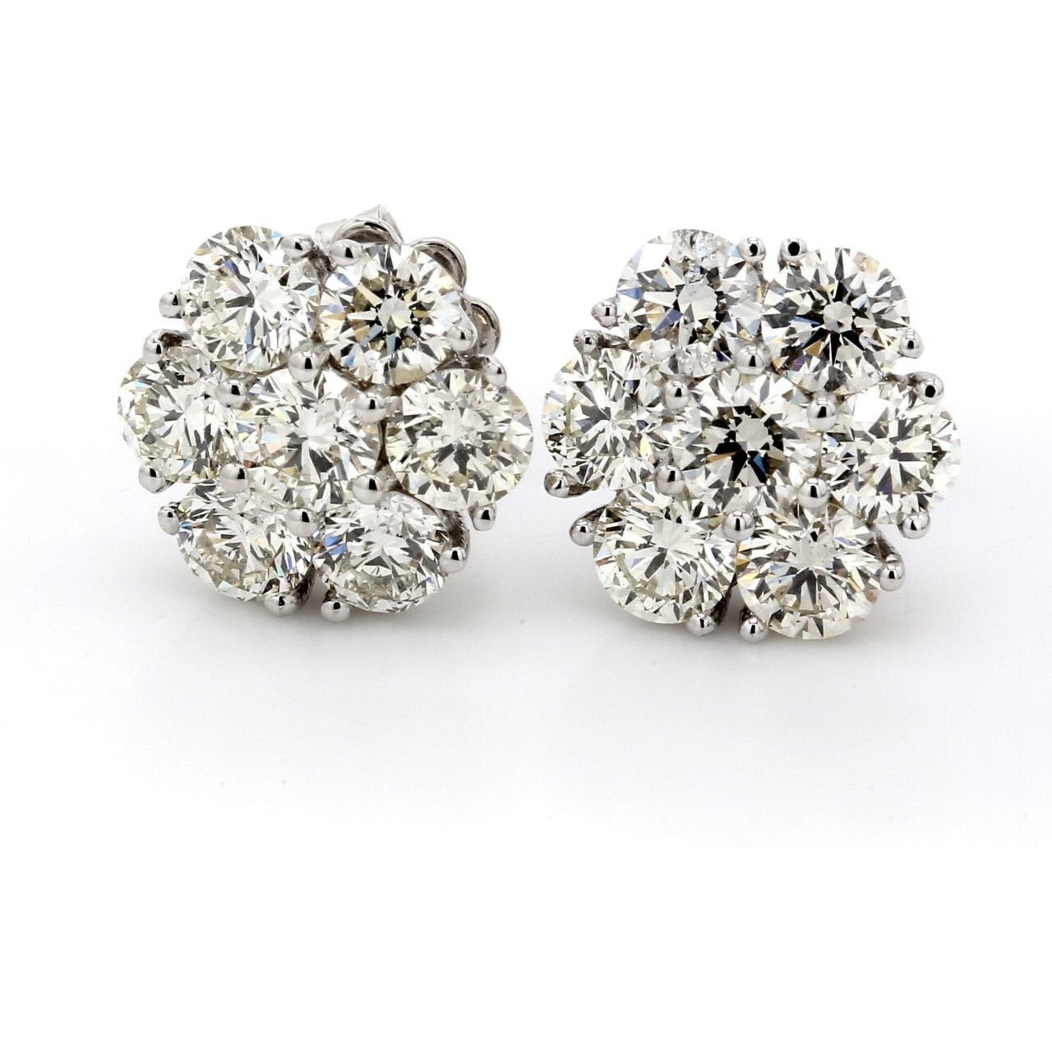 Ninacci 14K White Gold 3.53 Carats Round Diamond Screw Back Stud Cluster Earrings