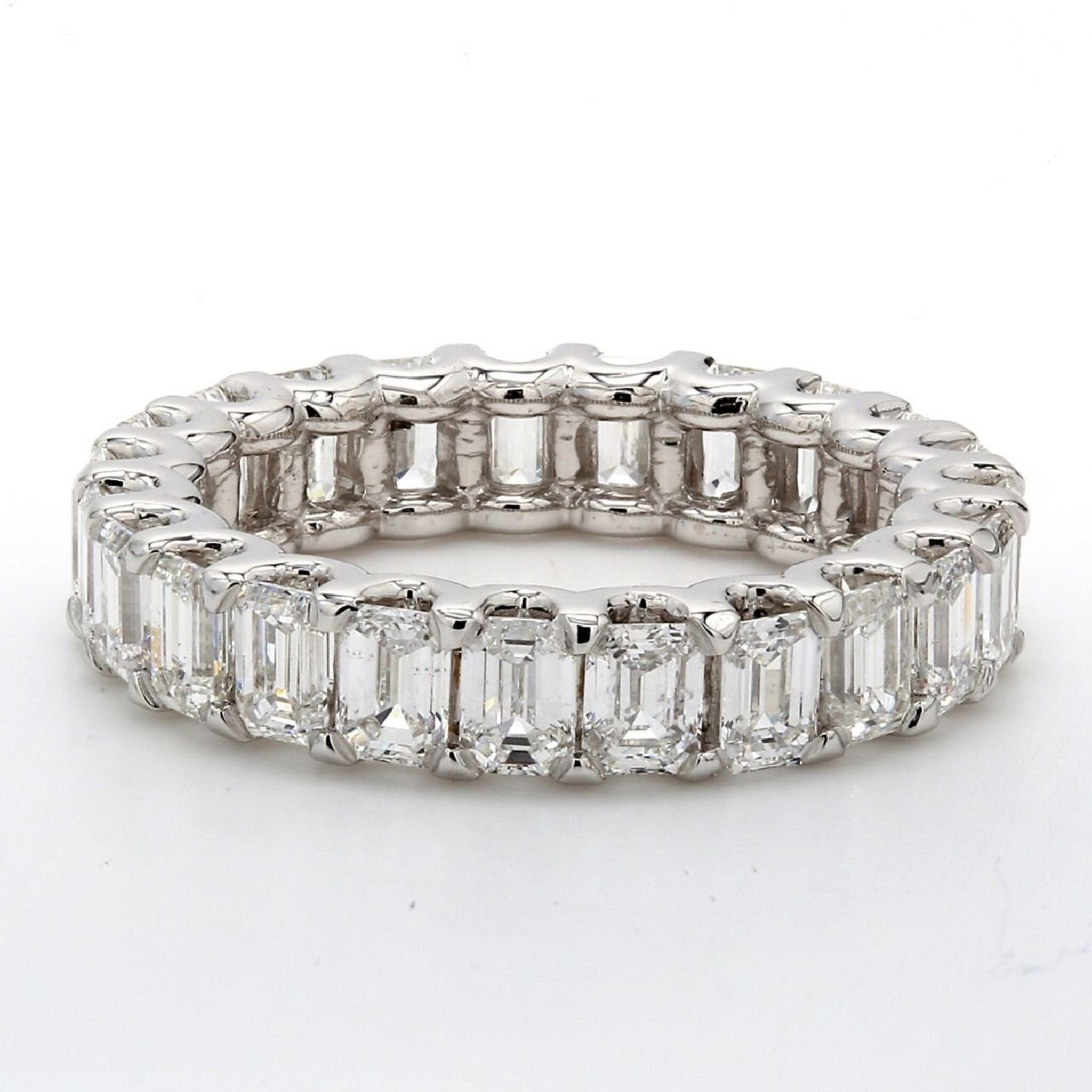 Ninacci 14K White Gold 3.71 Carat Total Diamond Weight Emerald Cut Diamond Eternity Band - Size 6
