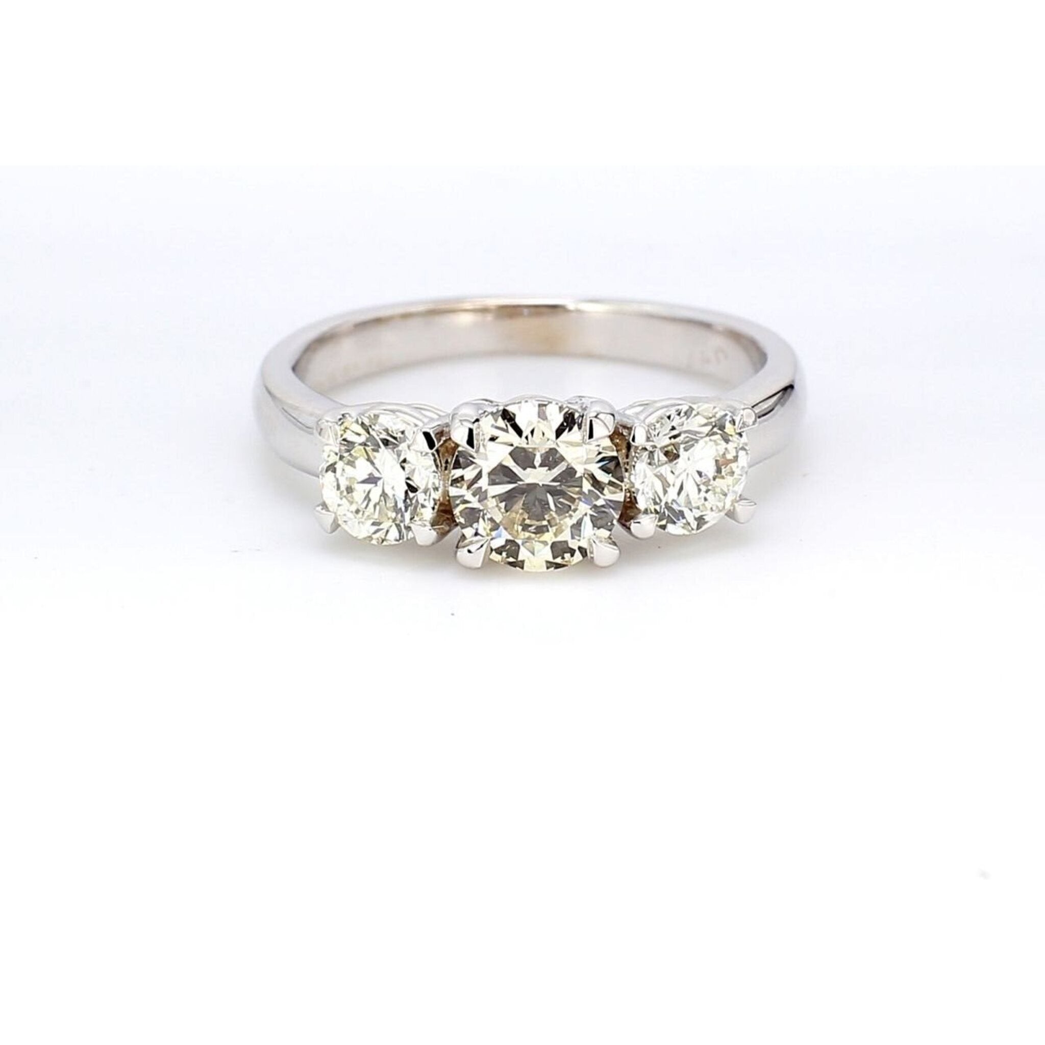 Ninacci 14K White Gold 3-Stone Ring with 1.92 Carats Round Diamonds - Symbol of Timeless Elegance and Love