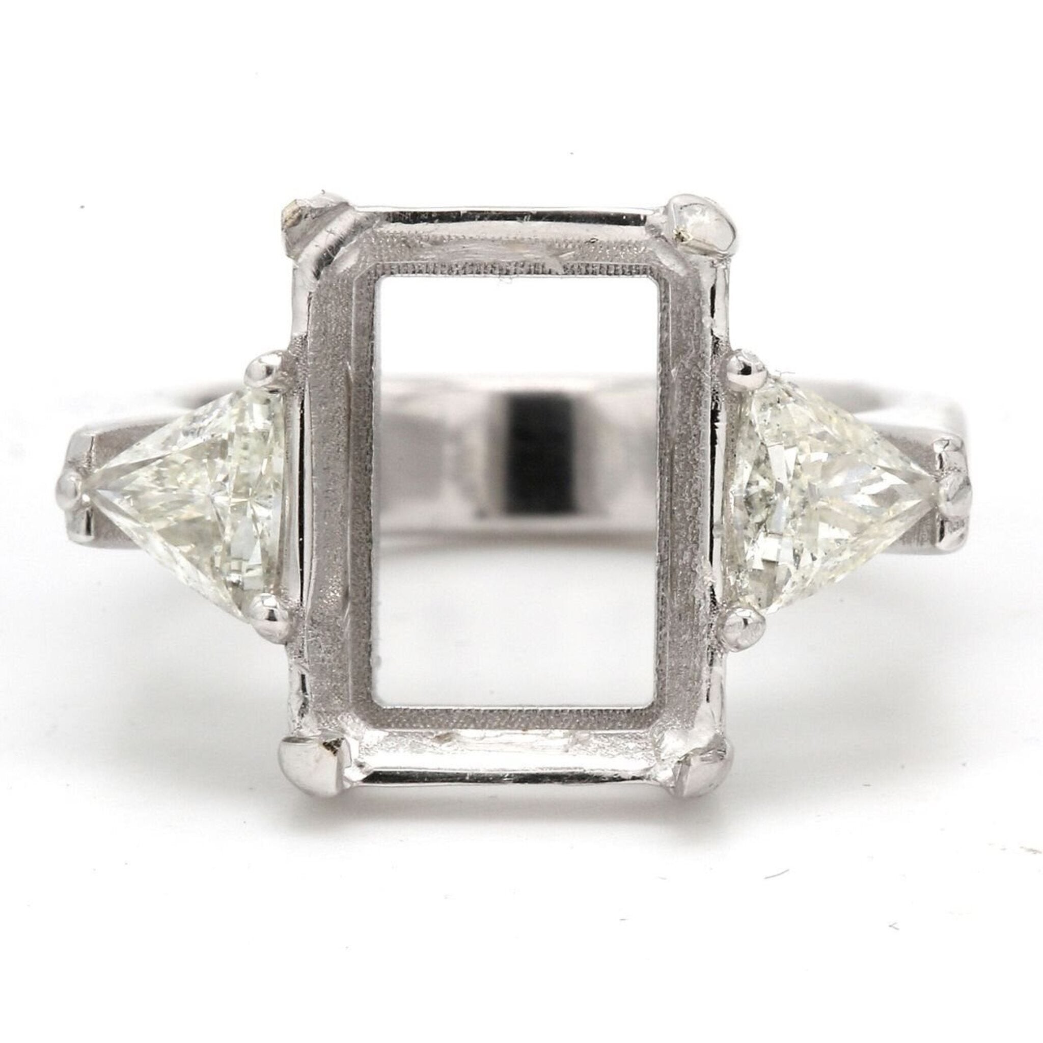Ninacci 14K White Gold 3-Stone Semi-Mount Eagle Claw Ring - 1.02 Carat Total Diamond Weight - Size 9