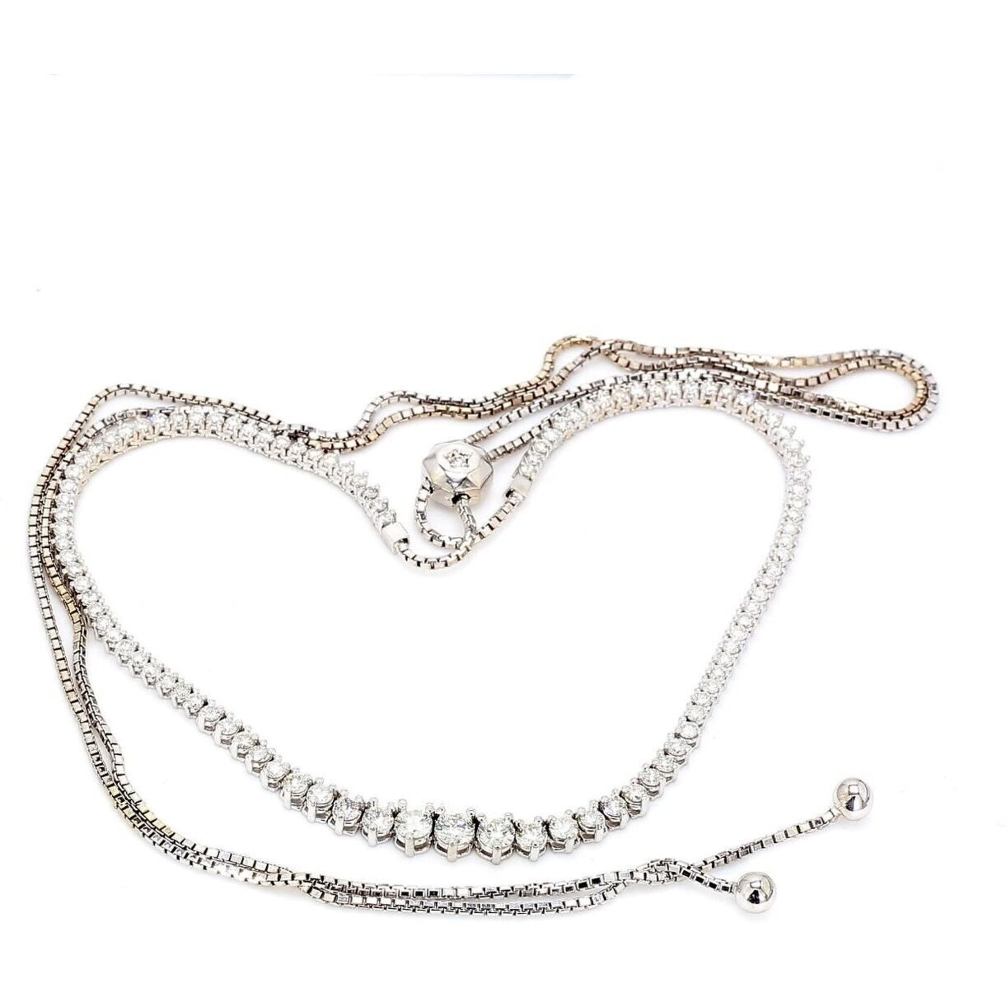 Ninacci 14K White Gold 33" Graduated Tennis Necklace with 2.83 Carats Diamond Weight
