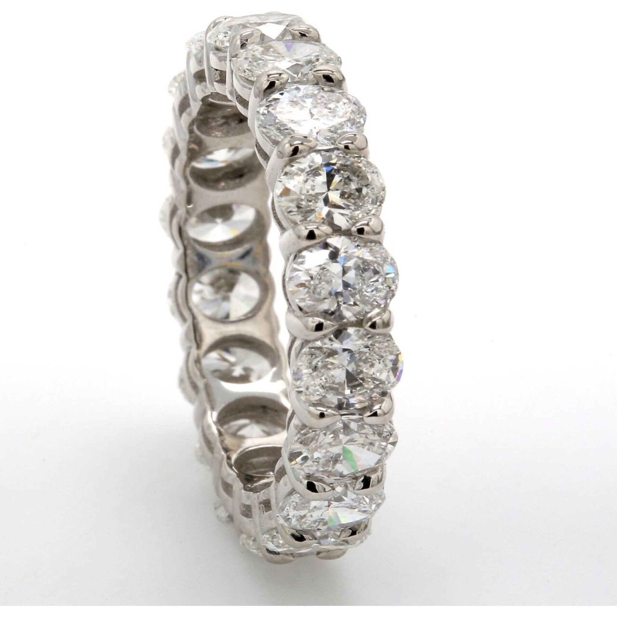 Ninacci 14K White Gold 4.35 Carats Oval Cut Diamond Eternity Band - Size 6.5