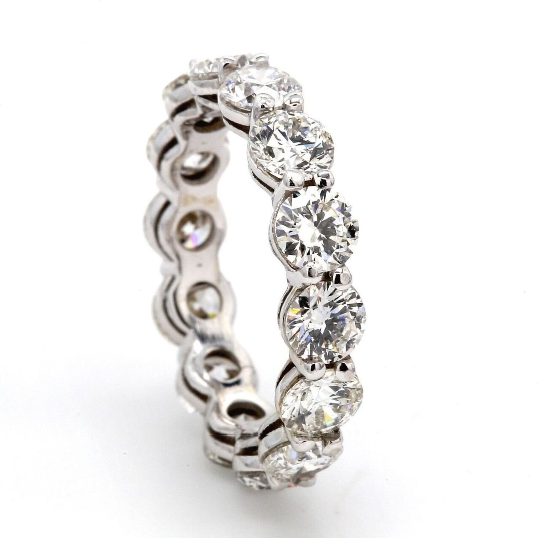 Ninacci 14K White Gold 4.44 Carats Shared Prong Set Eternity Band - Size 6.0