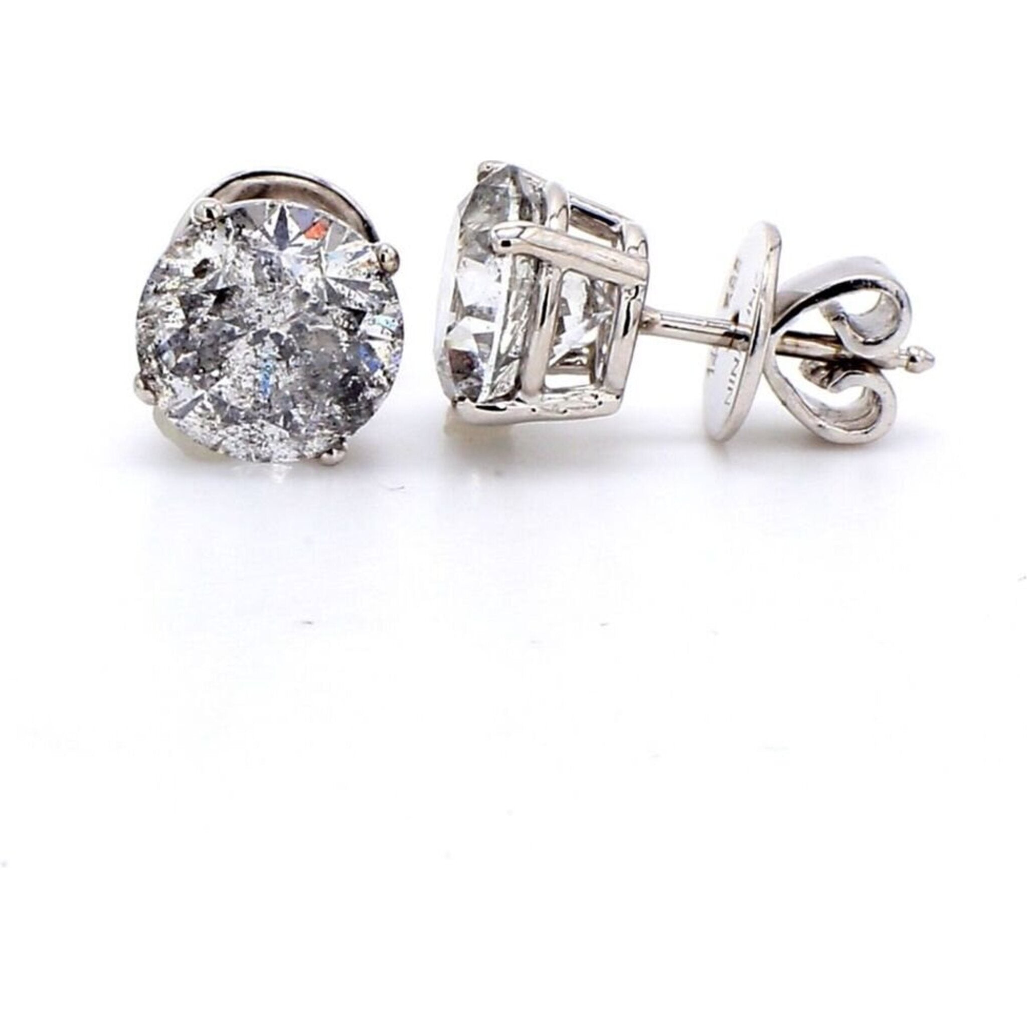 Ninacci 14K White Gold 4.79 Carats Diamond Push Back Stud Earrings