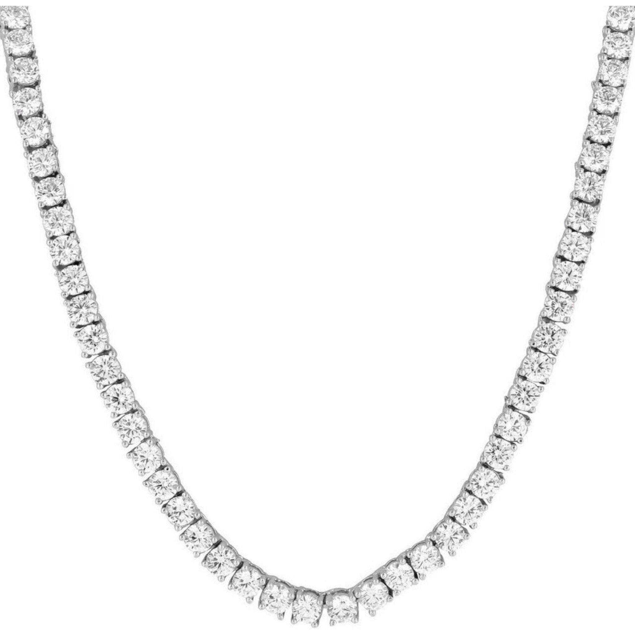 Ninacci 14K White Gold 6.07 Carats Tennis Necklace with 4-Prong Set Round Diamonds