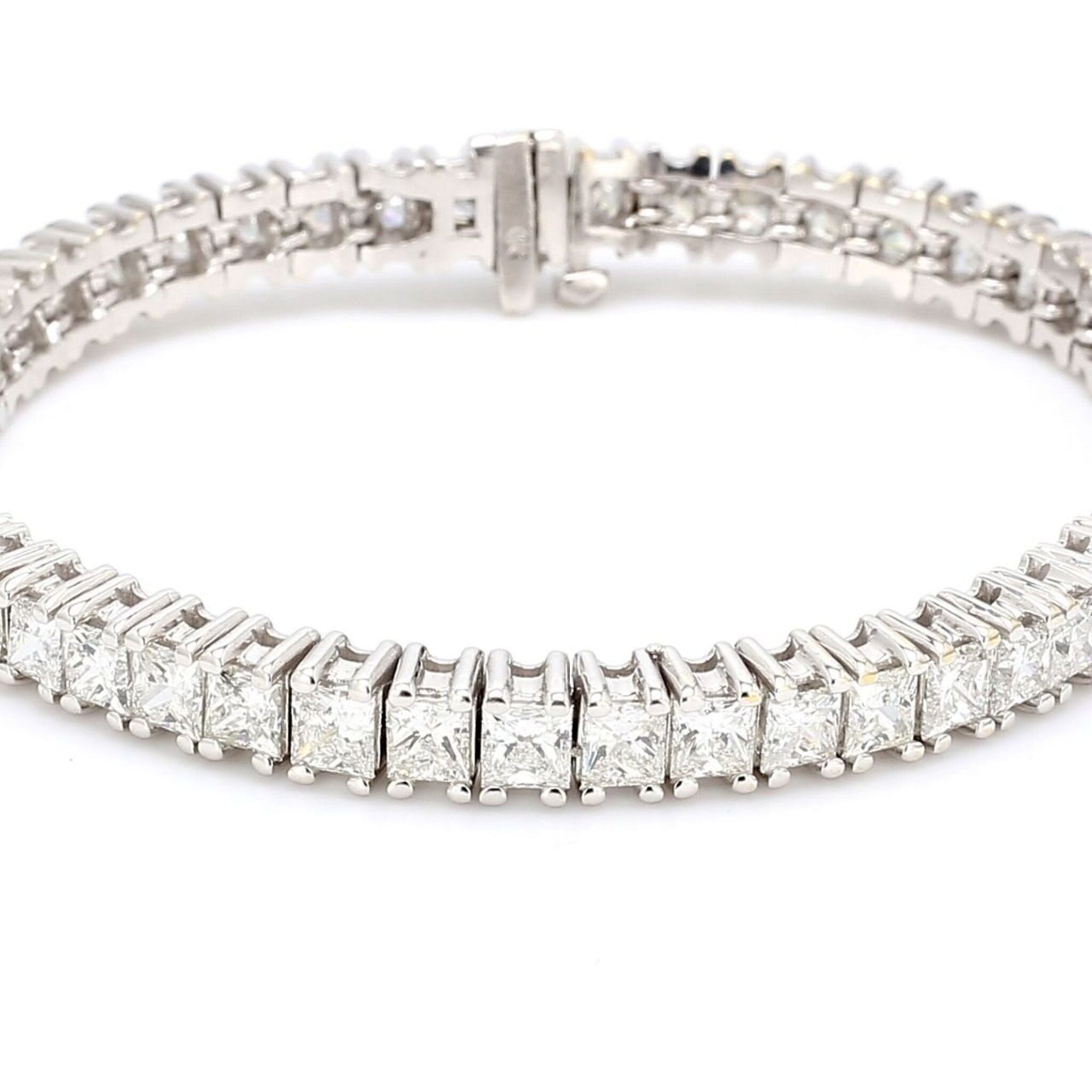 Ninacci 14K White Gold 7.25" Princess Cut Diamond Tennis Bracelet - 3.74 Carat Total Diamond Weight