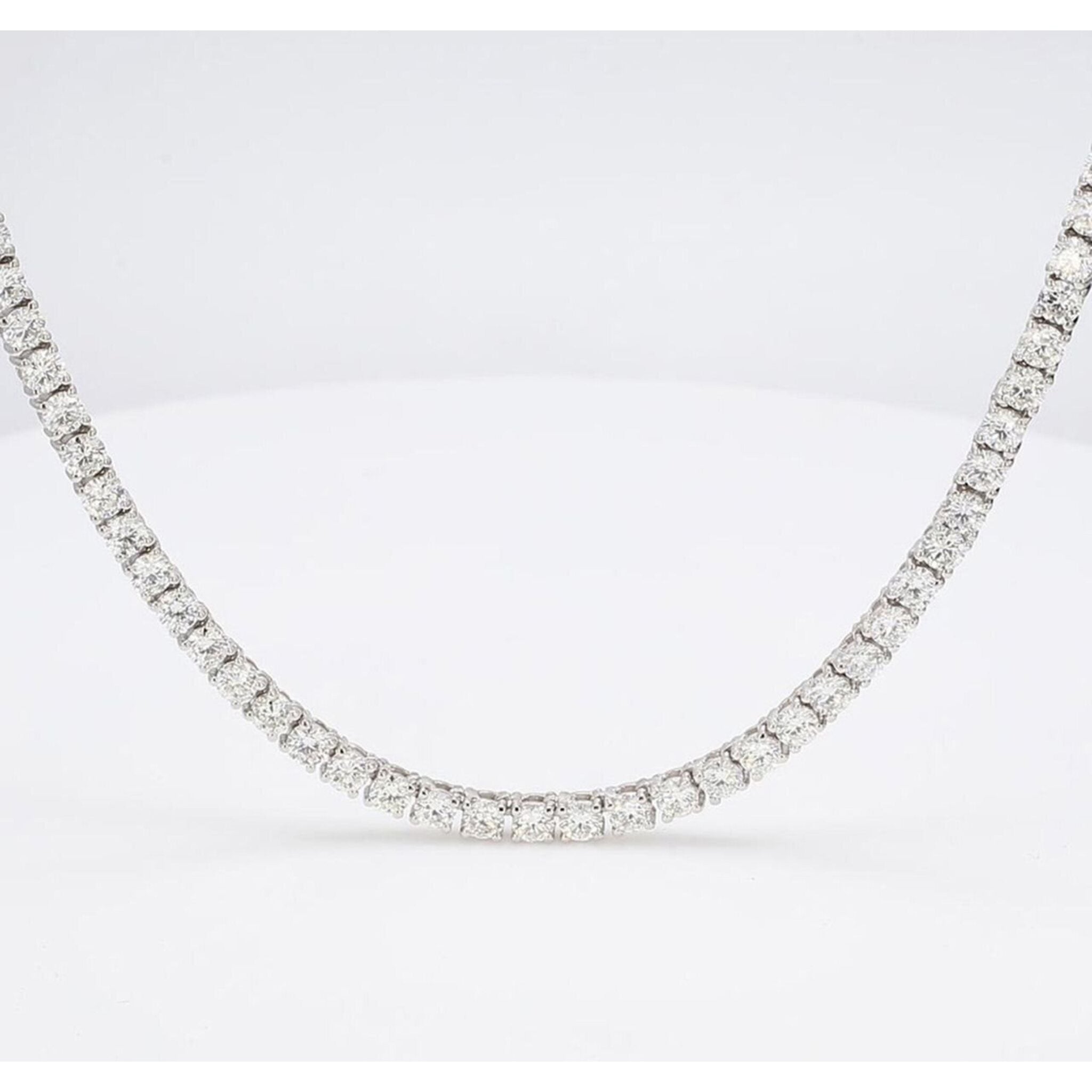Ninacci 14K White Gold 7.92 Carats Round Diamond Tennis Necklace