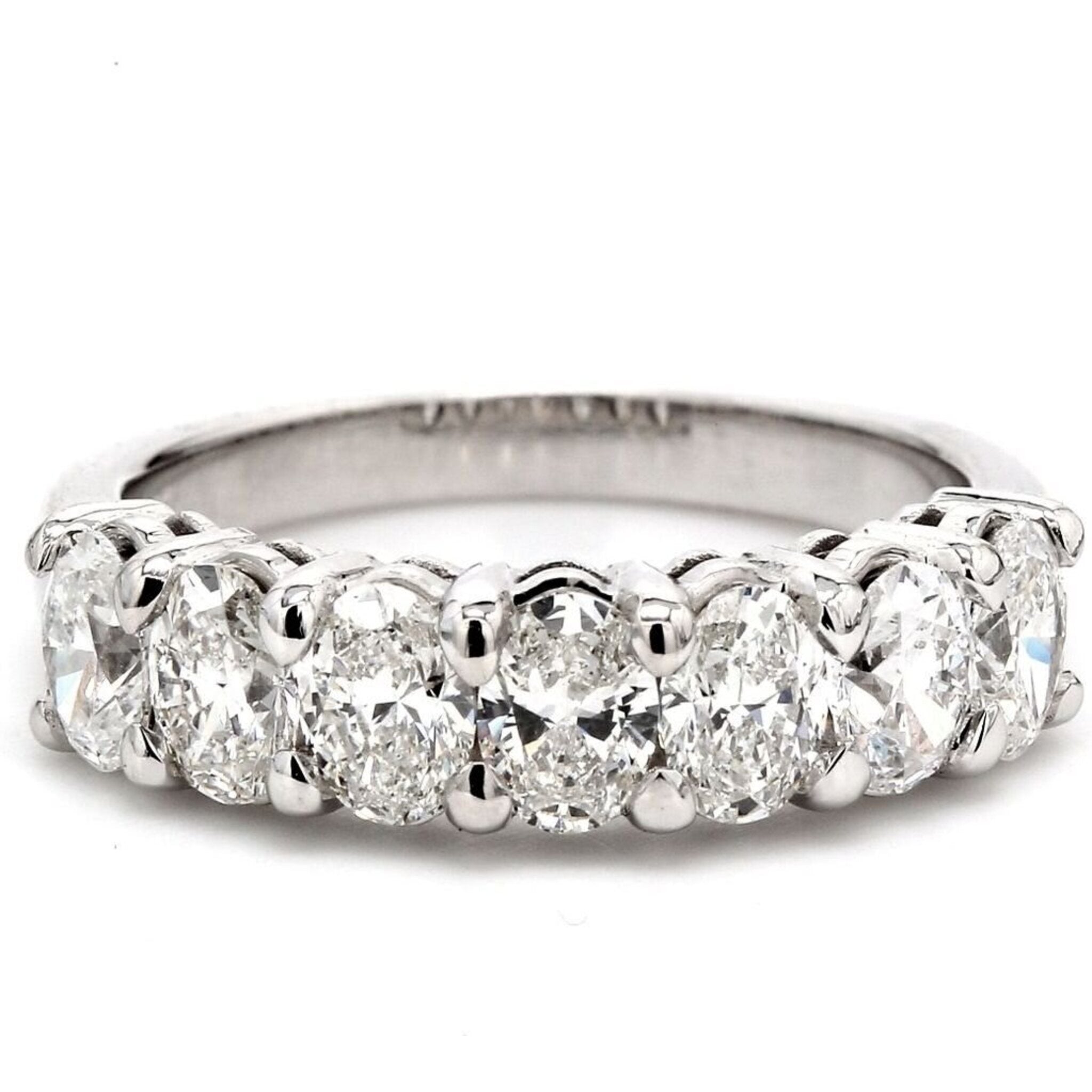 Ninacci 14K White Gold 7-Stone Oval Diamond Band Ring - 1.71 Carat Total Diamond Weight - Size 6