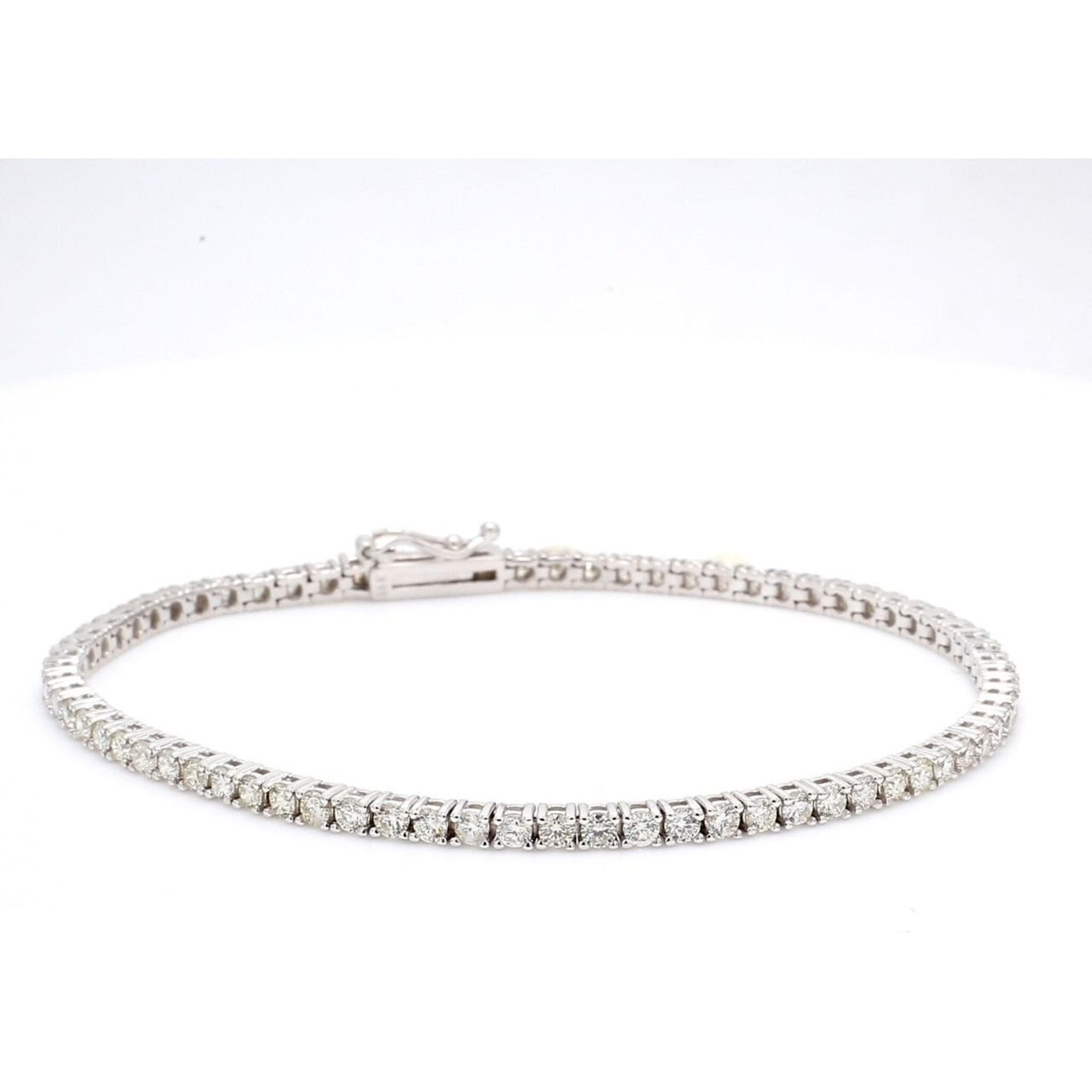 Ninacci 14K White Gold 7" Tennis Bracelet with 1.43 Carats Round Diamonds