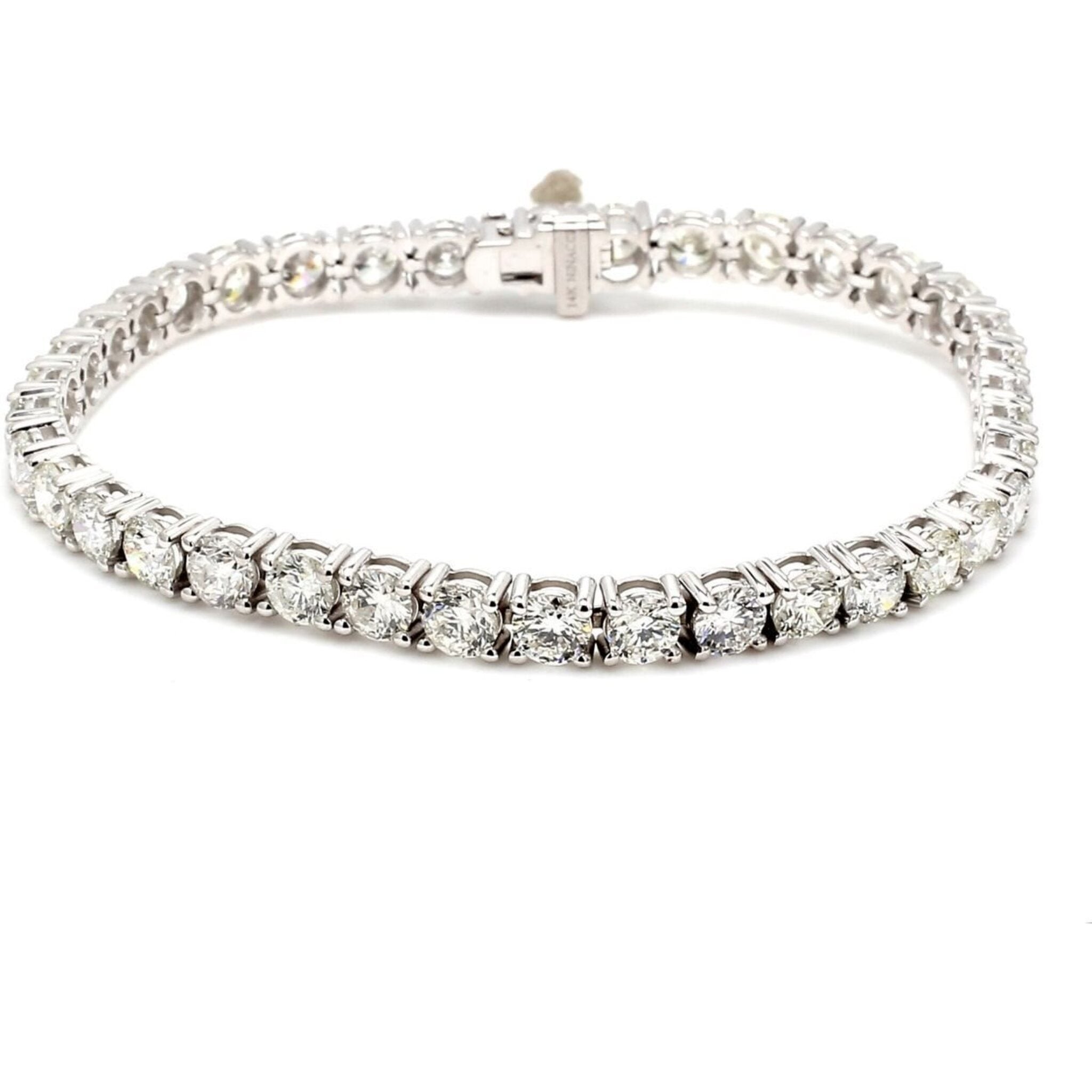 Ninacci 14K White Gold 7" Tennis Bracelet with 10.06 Carats Round Diamonds Brilliance