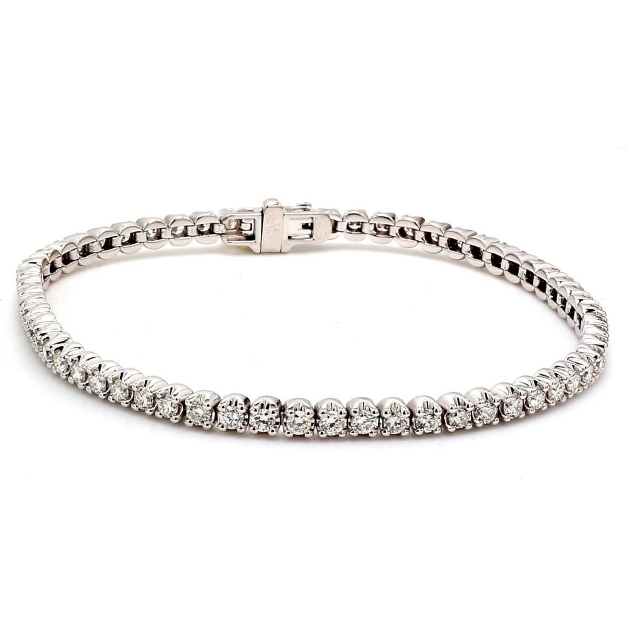 Ninacci 14K White Gold 7" Tennis Bracelet with 2.91 Carats Round Diamonds