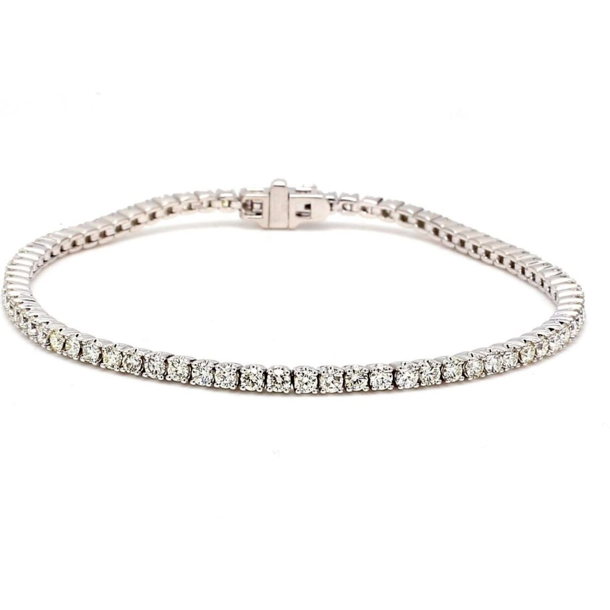 Ninacci 14K White Gold 7" Tennis Bracelet with 4-Prong Set Round Diamonds - 5.52 Carat Total Diamond Weight